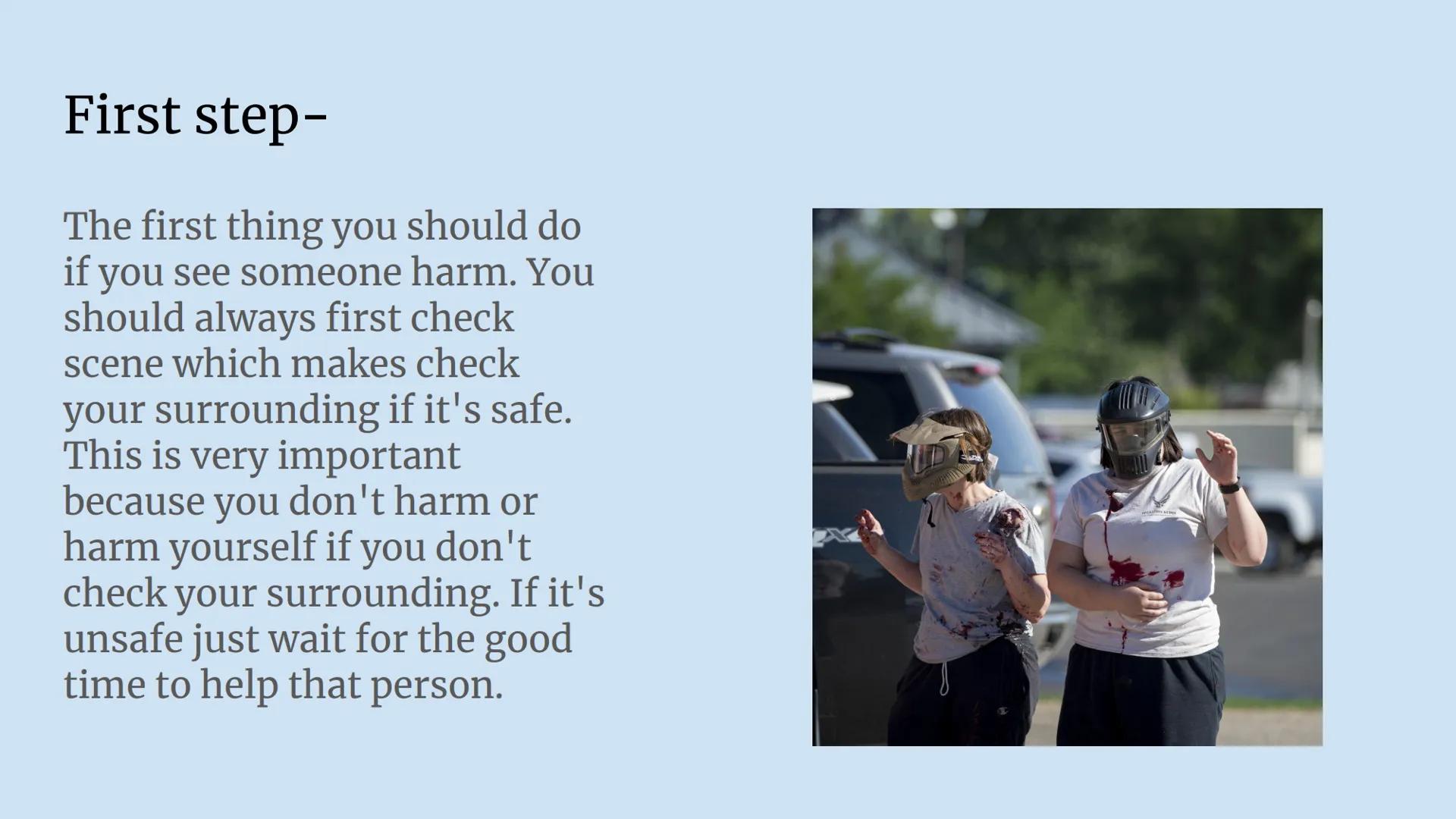 # How to give CPR

-Dulce Castellon First step-

The first thing you should do
if you see someone harm. You
should always first check
scene 