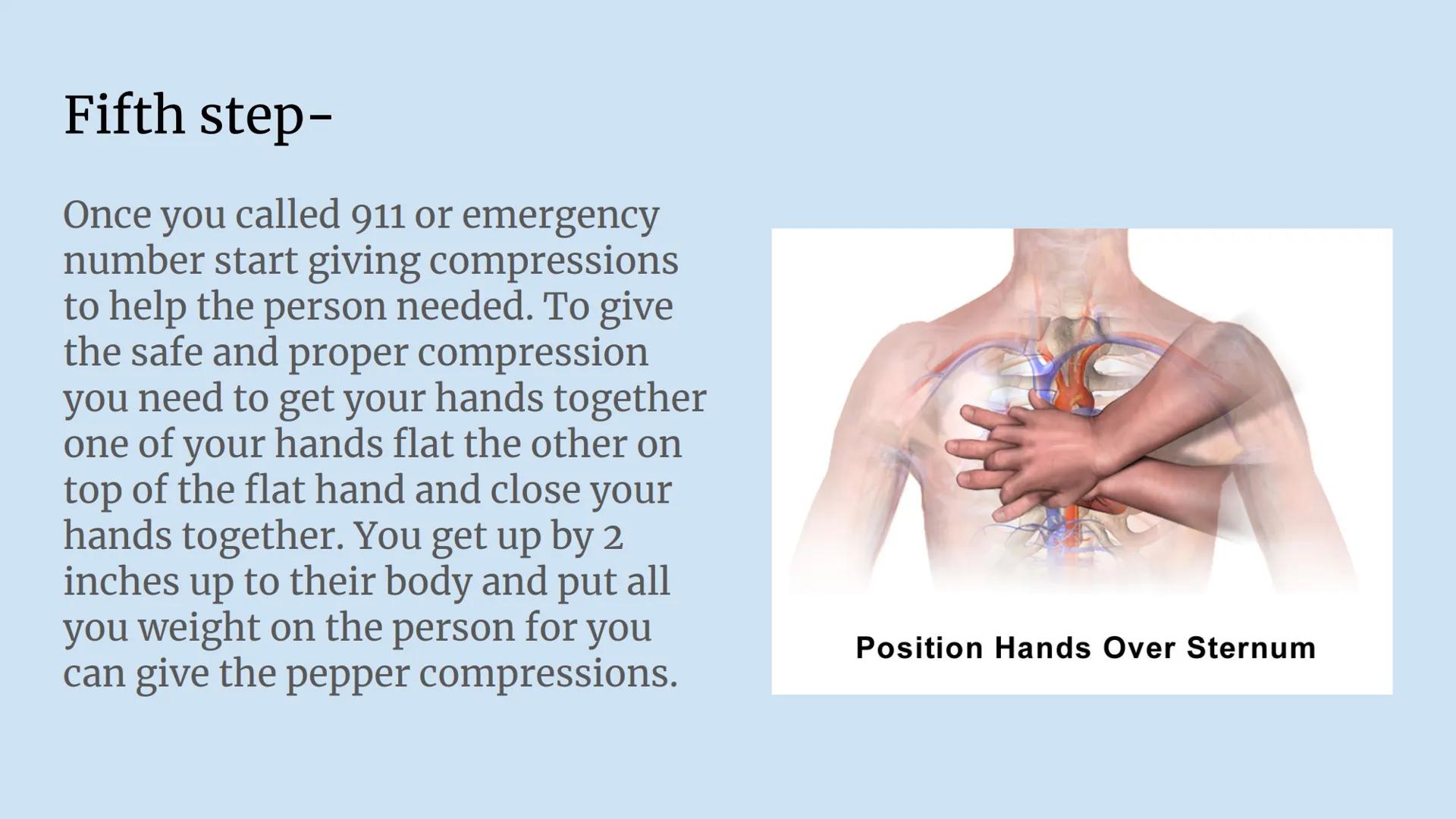 # How to give CPR

-Dulce Castellon First step-

The first thing you should do
if you see someone harm. You
should always first check
scene 