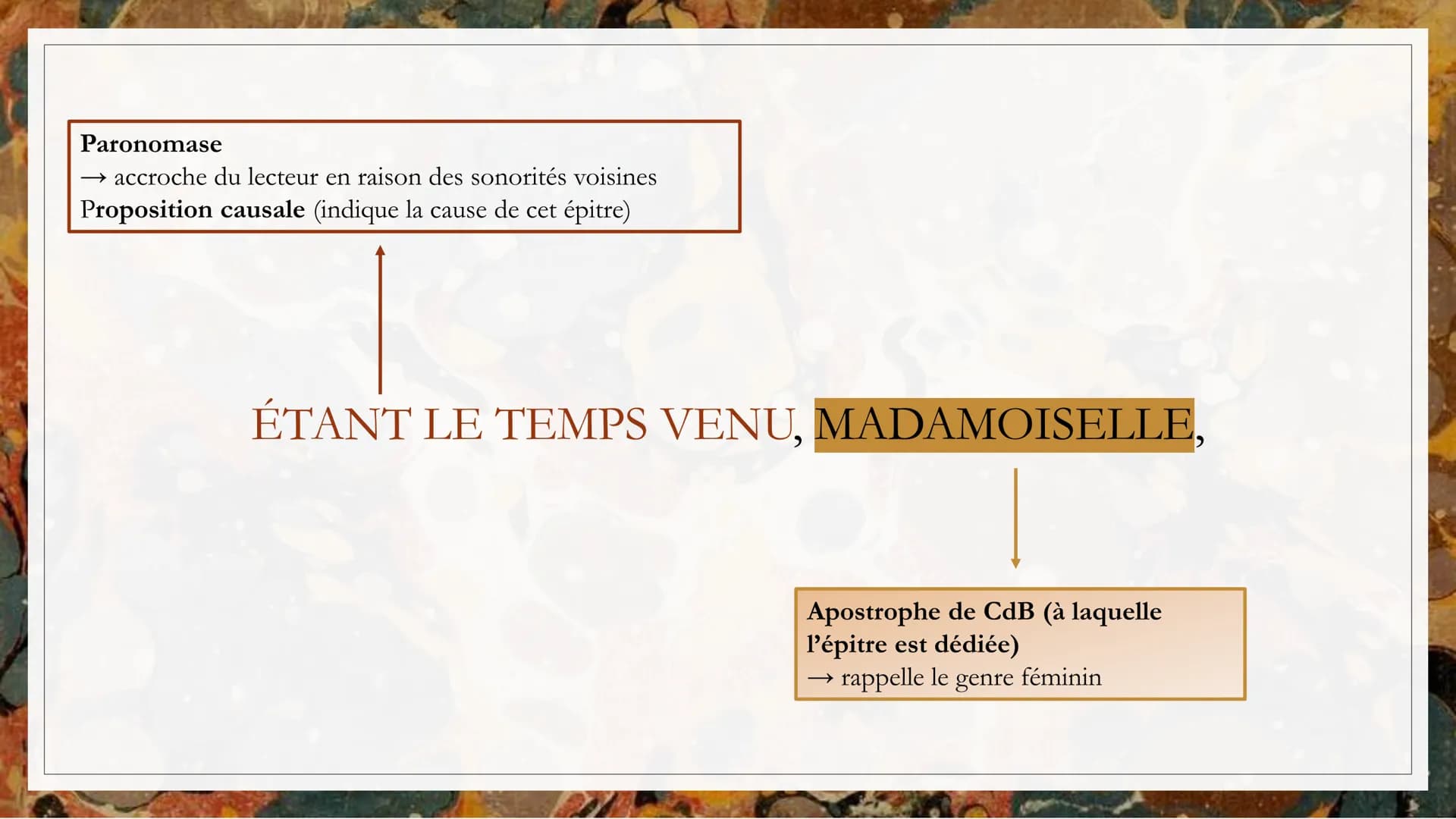 # ÉPITRE

DICATOIRE À

MADEMOISELLE

CLÉMENCE DE

BOURGES

Auteur: Louise Labé

Date: 1555

Mouvement littéraire :
Humanisme

Parcours: Ecri