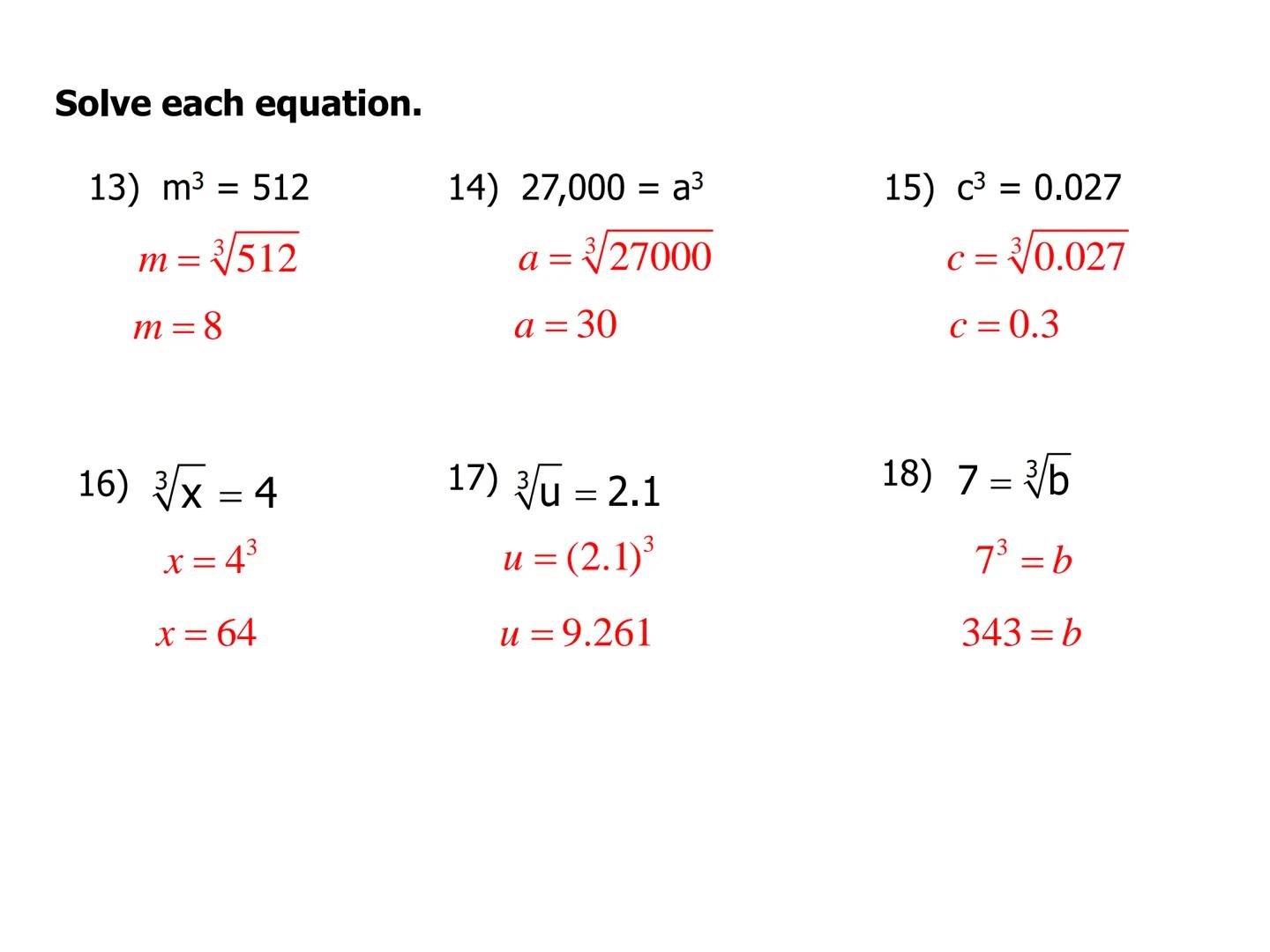 # Lesson 8.9
Square Roots and Cube Roots
Square Root- A square root of a number is one of its two equal factors.
Symbols: $x^2 = x \cdot x$,