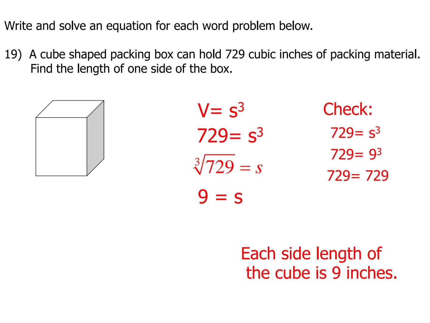 # Lesson 8.9
Square Roots and Cube Roots
Square Root- A square root of a number is one of its two equal factors.
Symbols: $x^2 = x \cdot x$,