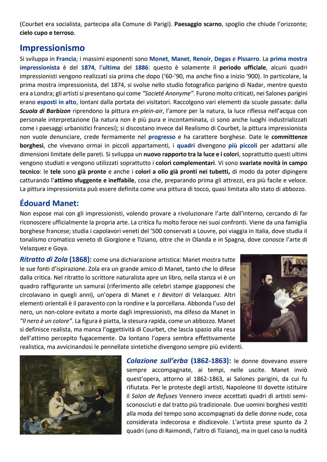 # Realismo

Si sviluppa negli ultimi anni '40 dell'Ottocento; ufficialmente nel 1855, anno in cui Courbet pubblica un
opuscolo in cui espone