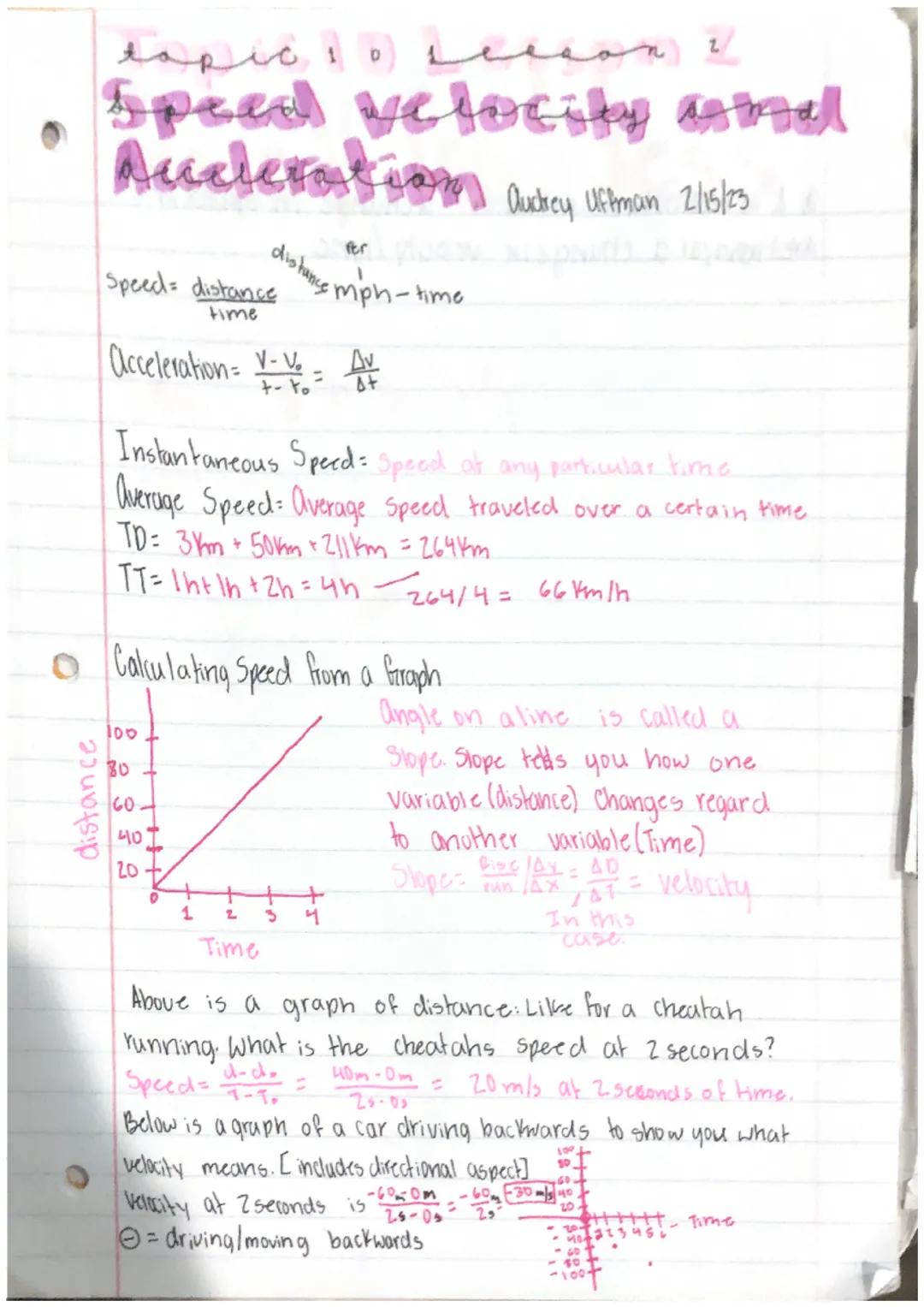 O
ها منهما
distance
Speed velocity and
Acceleration Auckey Uffman 2/15/23
Speed= distance
time
Acceleration = V = V₂ = 4+
Av
+- to
100
80
60