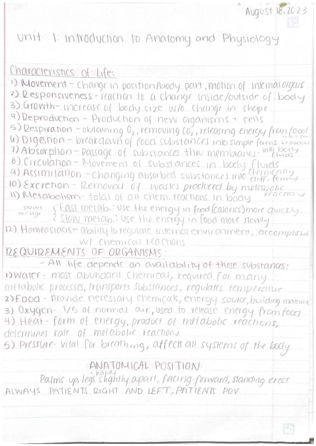 Aug. 14, 2015

# Introduction to Anatomy

"Form fits Function": "Anatomy fits Physiology"

Homeostasis: maintaining a stable internal enviro