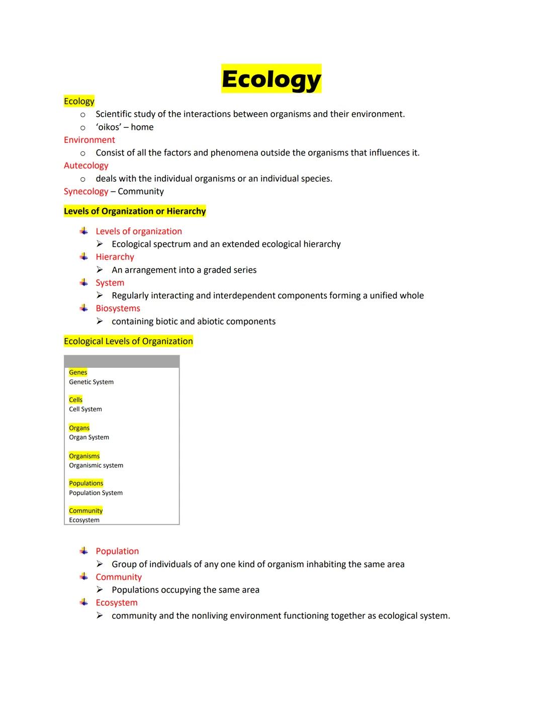# Ecology
Ecology
*   Scientific study of the interactions between organisms and their environment.
*   'oikos' - home
Environment
*   Consi