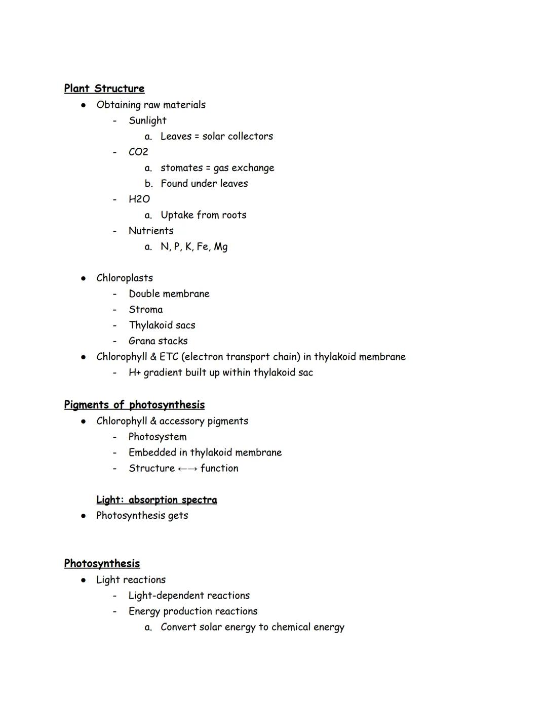 Nov 14, 2022

Photosynthesis
*   Over 450 million years ago
*   Two forms of reactions
    *   Light independent
    *   Light-dependent
*  