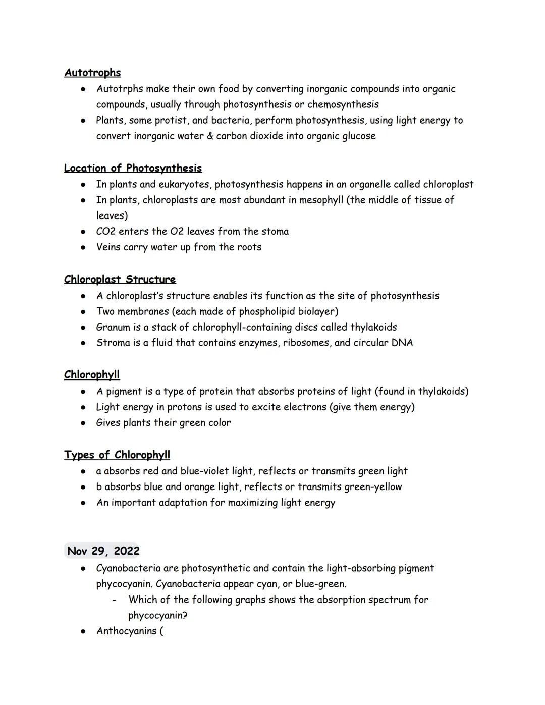 Nov 14, 2022

Photosynthesis
*   Over 450 million years ago
*   Two forms of reactions
    *   Light independent
    *   Light-dependent
*  