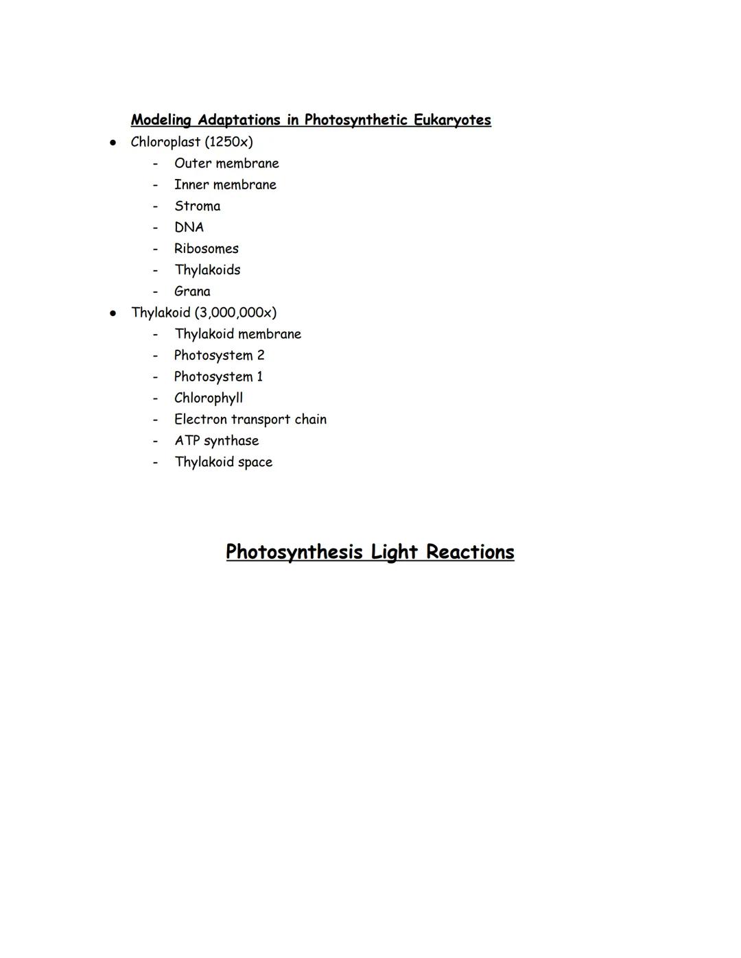 Nov 14, 2022

Photosynthesis
*   Over 450 million years ago
*   Two forms of reactions
    *   Light independent
    *   Light-dependent
*  