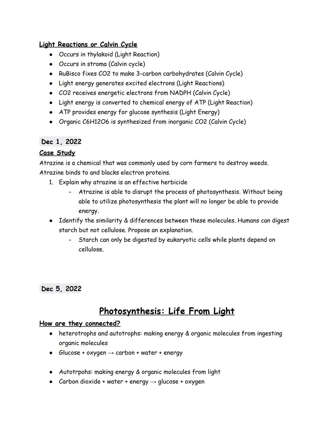 Nov 14, 2022

Photosynthesis
*   Over 450 million years ago
*   Two forms of reactions
    *   Light independent
    *   Light-dependent
*  
