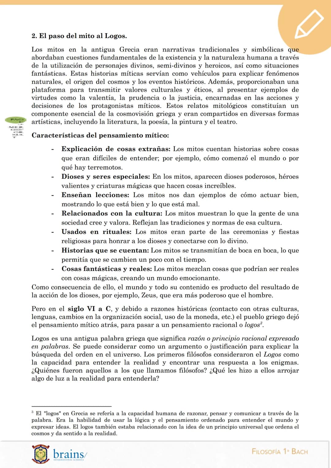 # FILOSOFÍA

1ºBachillerato

Brains 2023/24

BLOQUE I. La filosofía y el ser humano

Tema 1. La reflexión filosófica

1. El origen de la ref