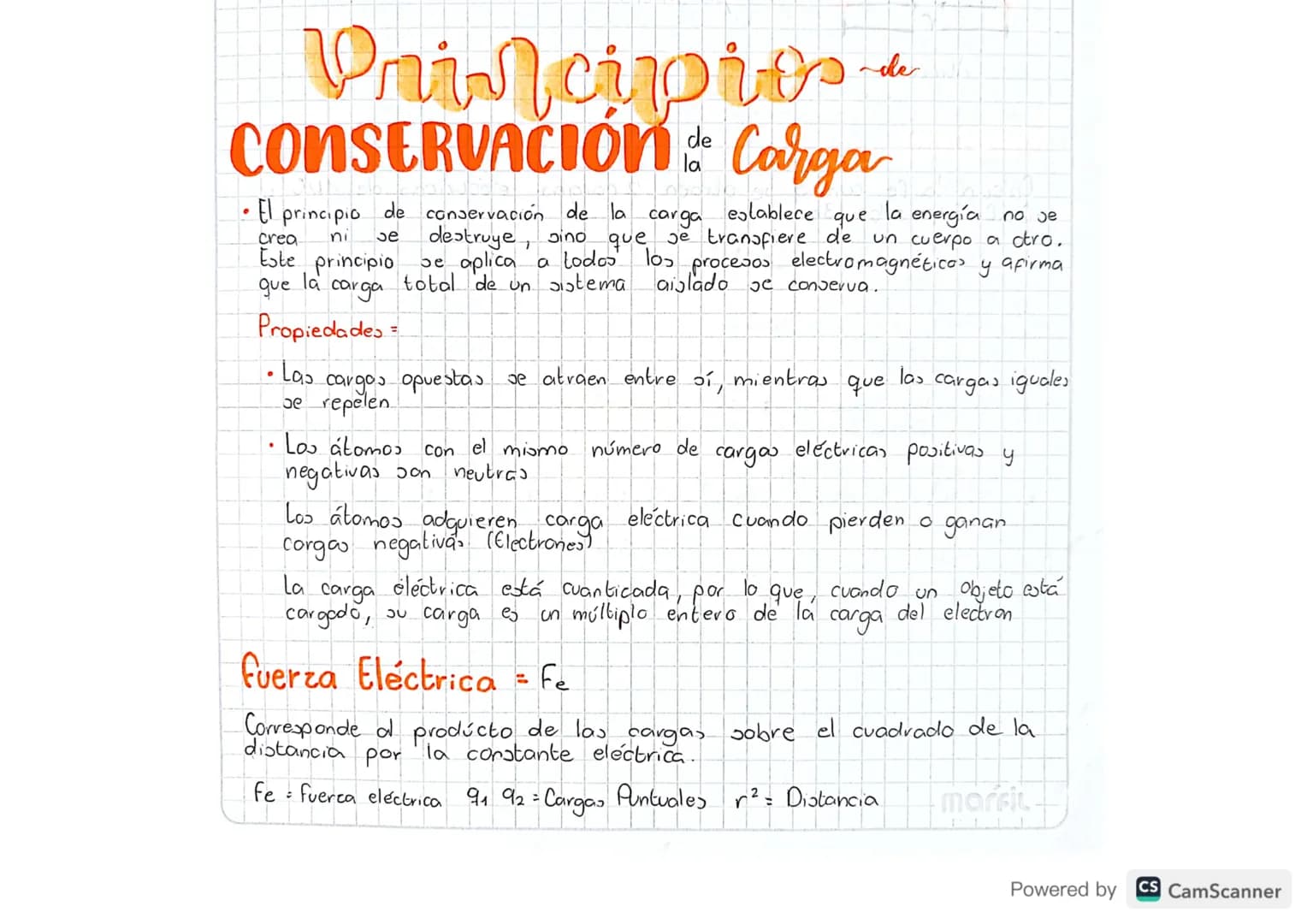 # Principiosde

# CONSERVACIÓN de la Carga

*   El principio de conservación de la carga establece que la energía no je crea ni se destruye,
