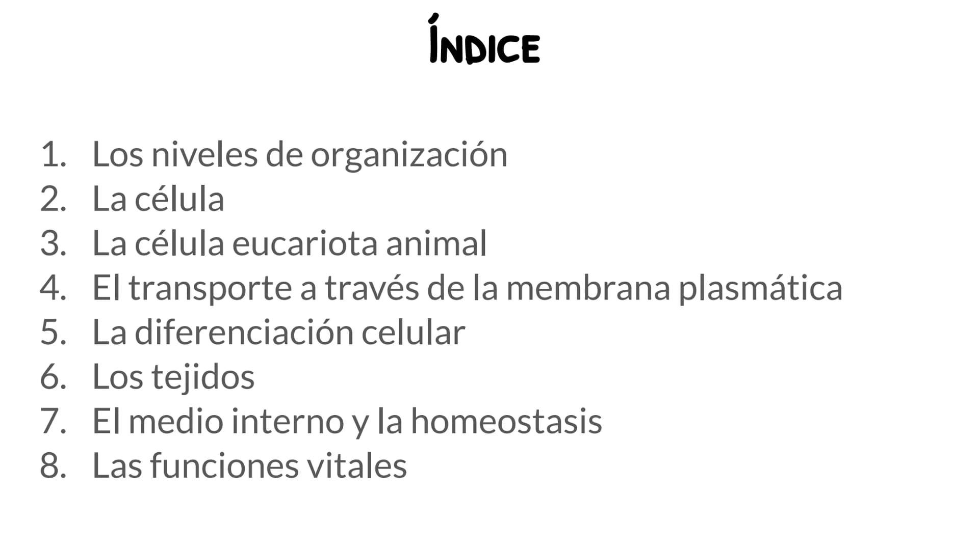 1.2 LA ORGANIZACIÓN
DEL CUERPO HUMANO:
MUCHO MÁS QUE
CÉLULAS

Biología y Geología
3º ESO # ÍNDICE

1. Los niveles de organización
2. La célu