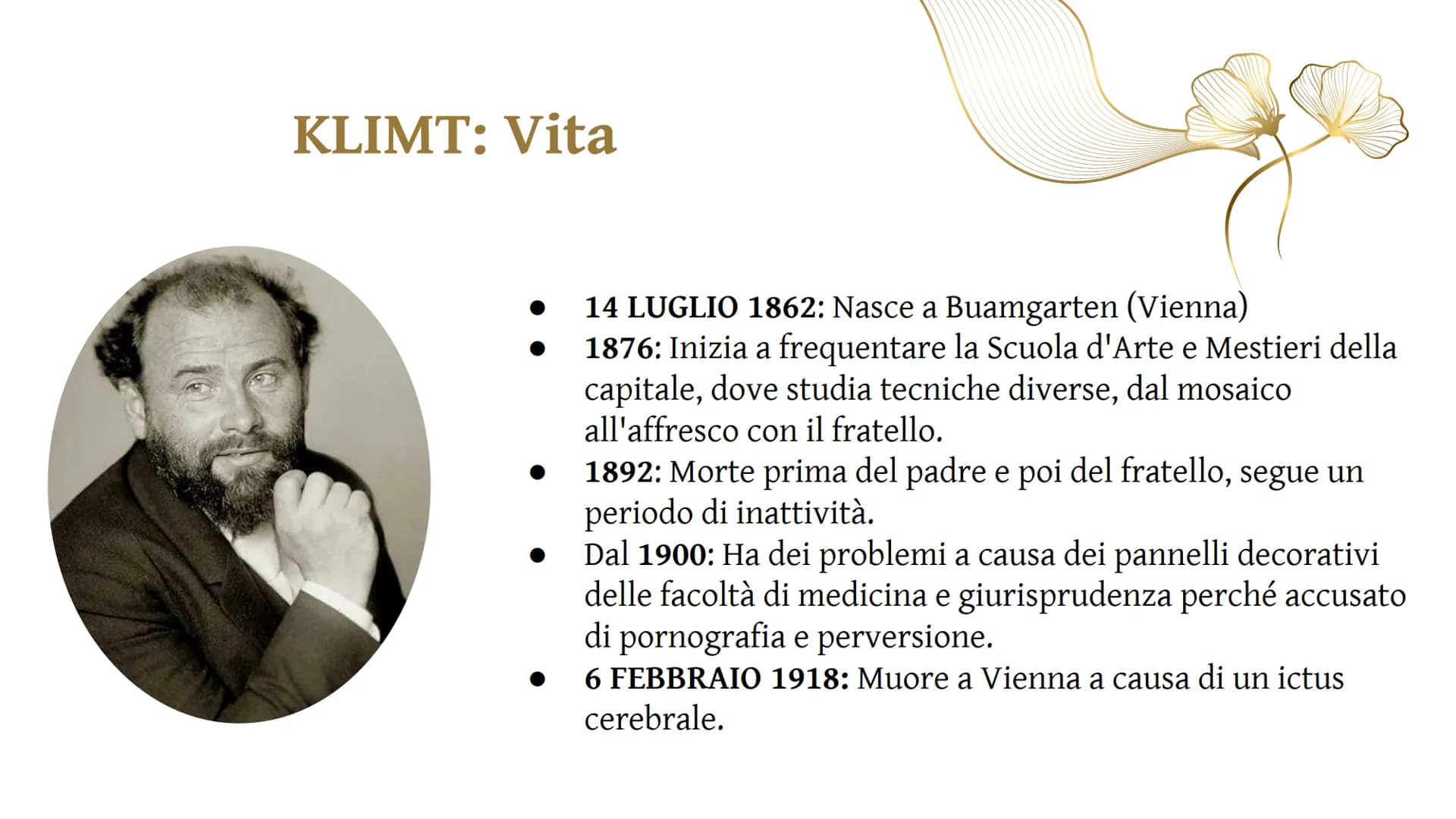 # KLIMT

e la

# Secessione

# Viennese

ABDELRAHMAN AYA & MARINA ELENA # La Secessione Viennese

- Alla fine dell'Ottocento Vienna è tra i 