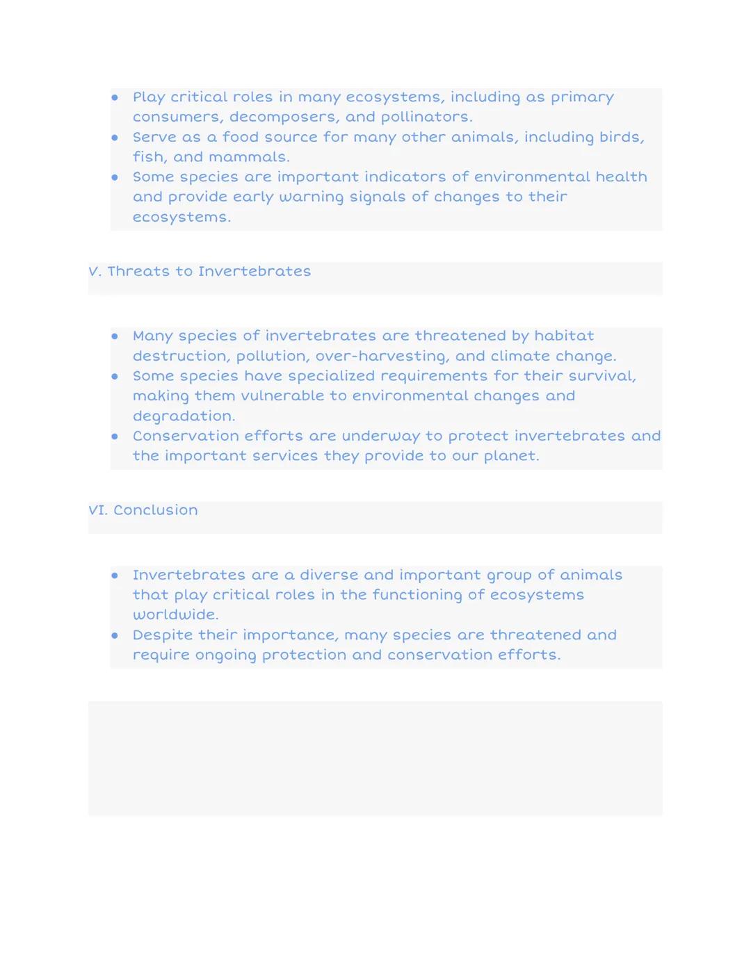 # Notes on Invertebrates

Animals without backbones

freshwater sponge
sea anemone
earthworm
centipede
dugesia (planaria)
sea gooseberry
fly