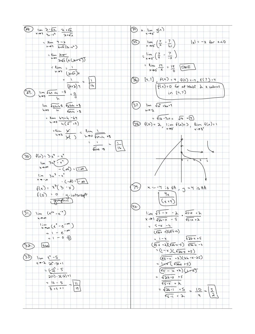 Calculus A: Limits Practice Problems

①g(x)=$x+x-20$
  $|x-4|$

lim $g(x)$= $16+4-20$ = $\frac{0}{0}$
$x\rightarrow4$

$\frac{14-41}{14-41}$