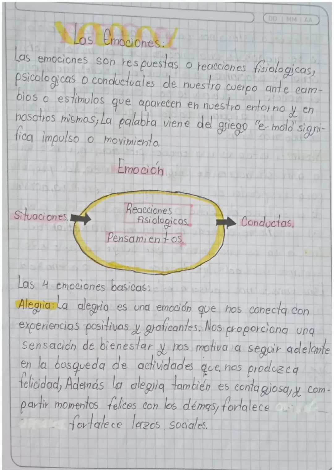 # Las Emociones:

Las emociones son respuestas o reacciones fisiologicas,
psicologicas o conductuales de nuestro cuerpo ante cam-
bios o est