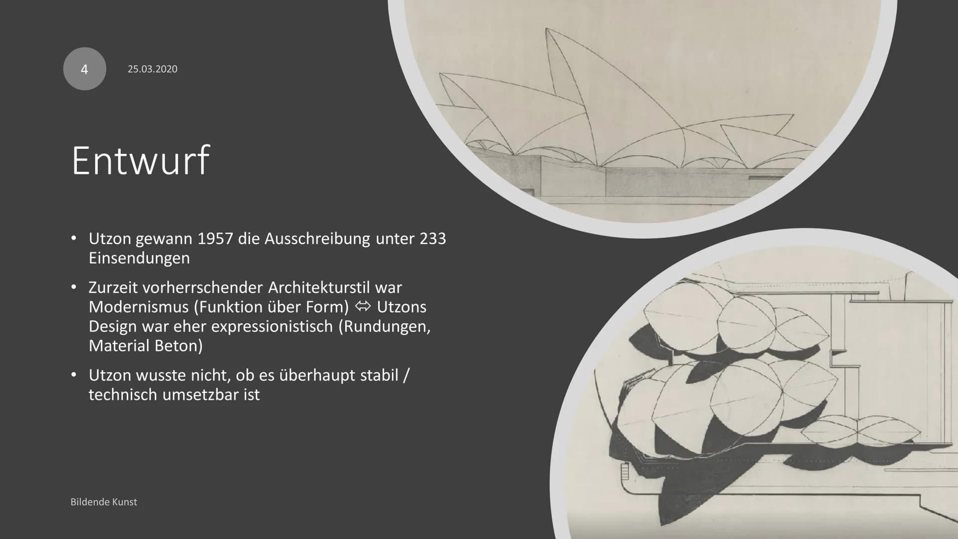 - 25.03.2020
- 1
- Sydney Opera House
- Architektur
- Bildende Kunst Inhalt

Bildende Kunst

Architekt

Entwurf

Bau

Daten und Fakten

Begr