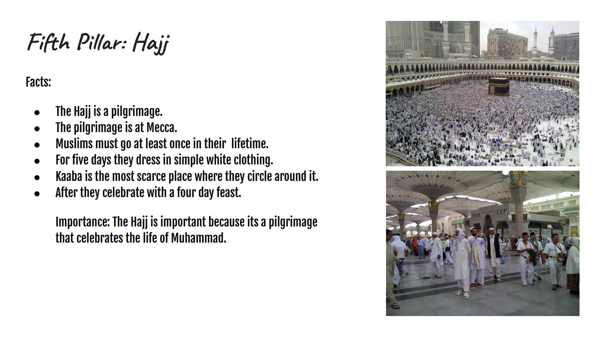 # 5 PILLARS OF ISLAM First Pillar: Shahadah

Facts:

•	Shahadah is the profession of faith.
•	Muslims recite the Shahada “There is no God bu