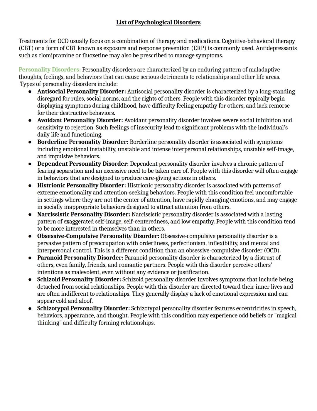 # List of Psychological Disorders

The following list is the latest edition of the diagnostic manual is the DSM-5(2013) includes some of the