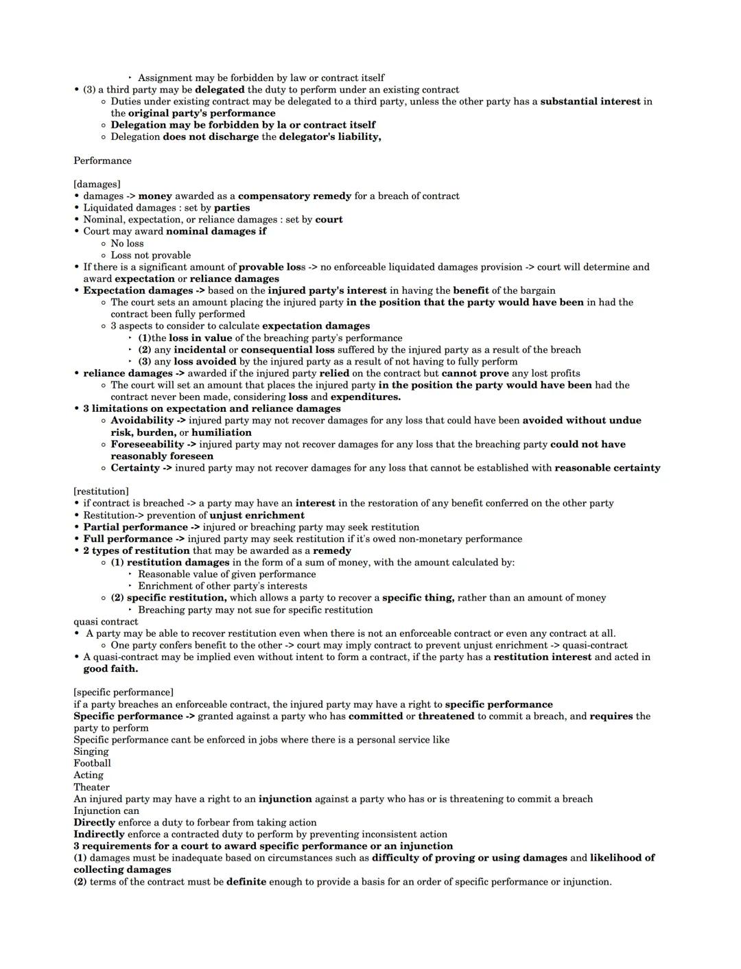 # contracts - agreements that are legally enforceable

*   the second restatement is used for all areas of contract law, except sale of good