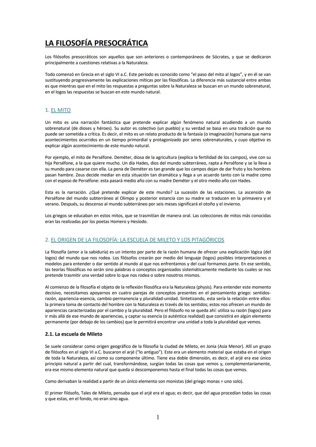 # LA FILOSOFÍA PRESOCRÁTICA

Los filósofos presocráticos son aquellos que son anteriores o contemporáneos de Sócrates, y que se dedicaron
pr