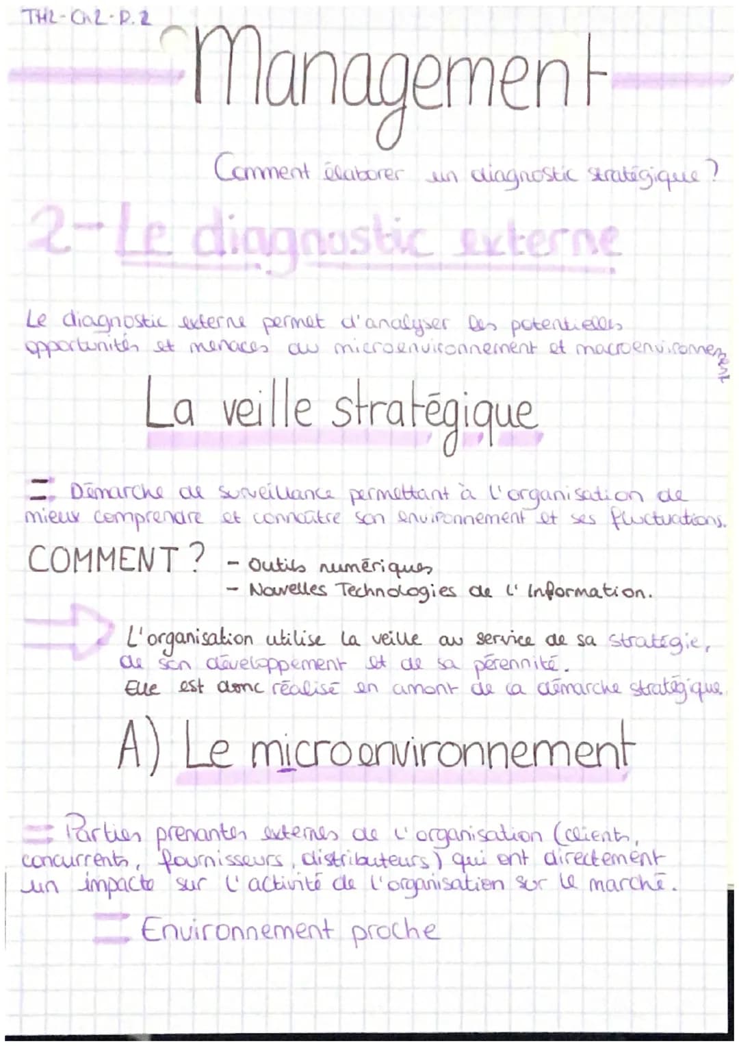 TH2-CH2-PA

Management

Comment établir un diagnostic stratégique?

A de diagnostic interme

de diagnostic interne permet de faire le bilan 