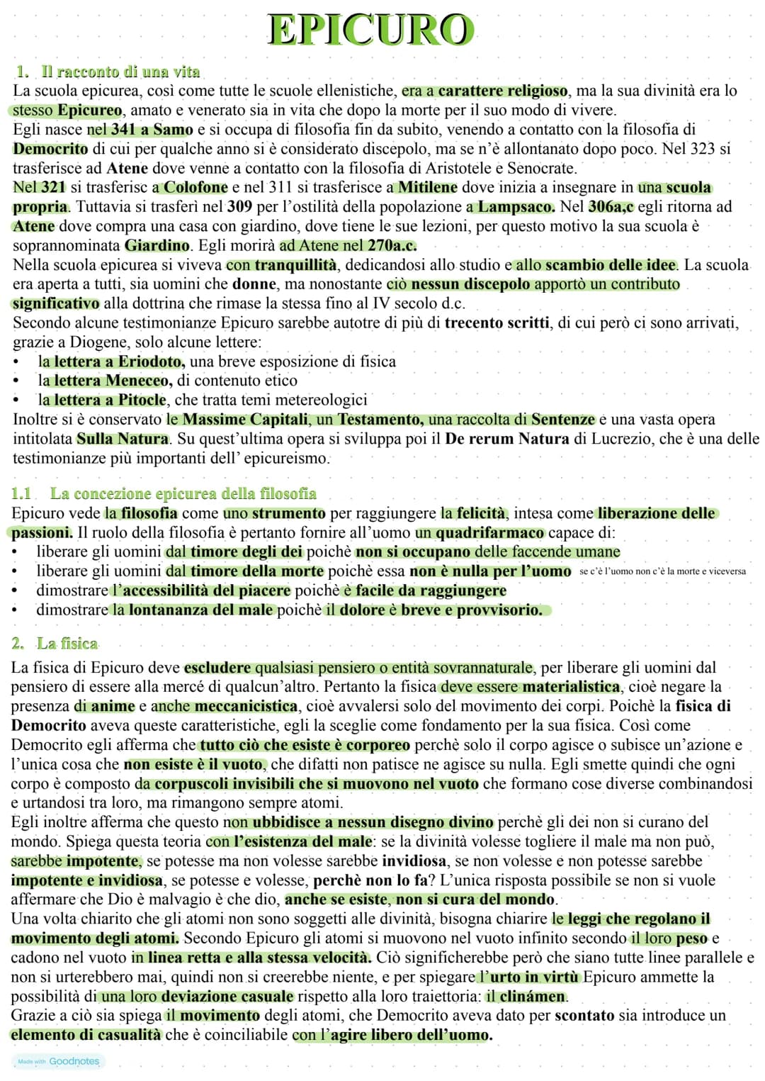 # EPICURO

1. Il racconto di una vita

La scuola epicurea, così come tutte le scuole ellenistiche, era a carattere religioso, ma la sua divi