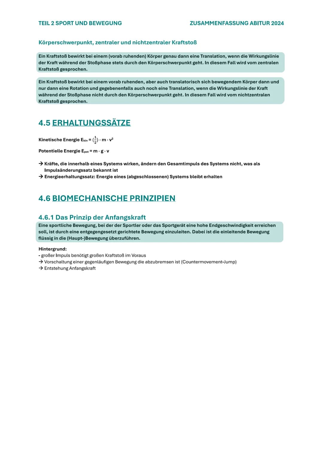 TEIL 2 SPORT UND BEWEGUNG
ZUSAMMENFASSUNG ABITUR 2024

# 4. SPORTLICHE BEWEGUNGEN BIOMECHANISCH
## ANALYSIEREN

### 4.1 GRUNDLEGENDE BEWEGUN