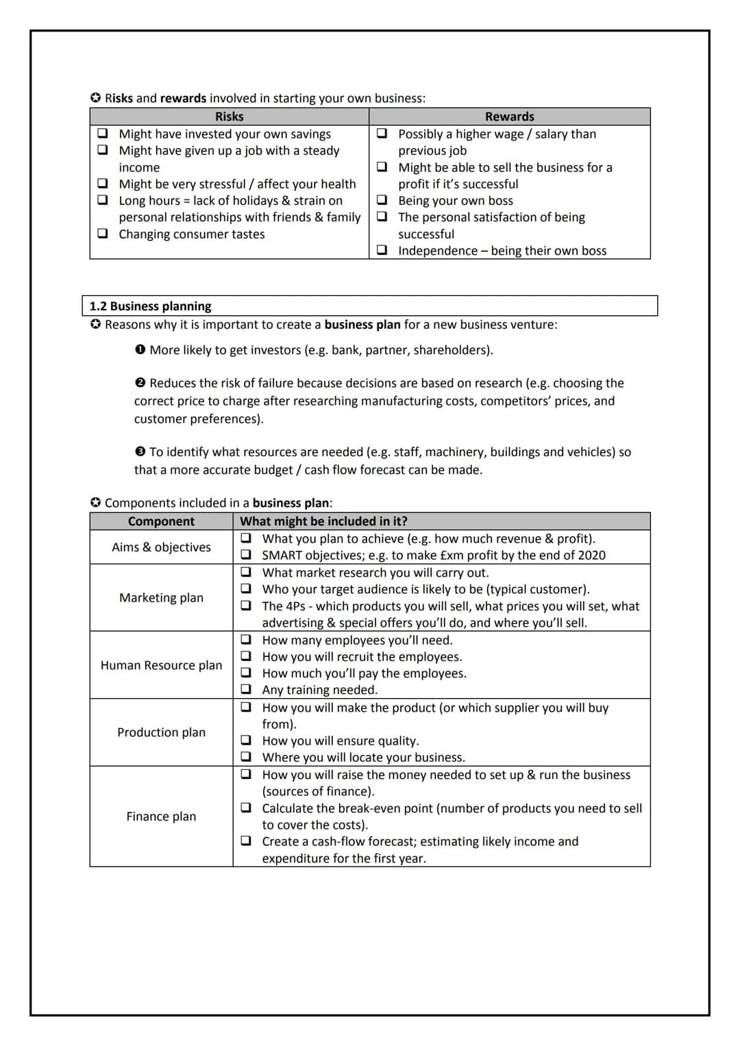# Paper 1 Revision

## Section 1: Business activity

1.1The role of business enterprise and entrepreneurship

1.2 Business planning

1.3 Bus