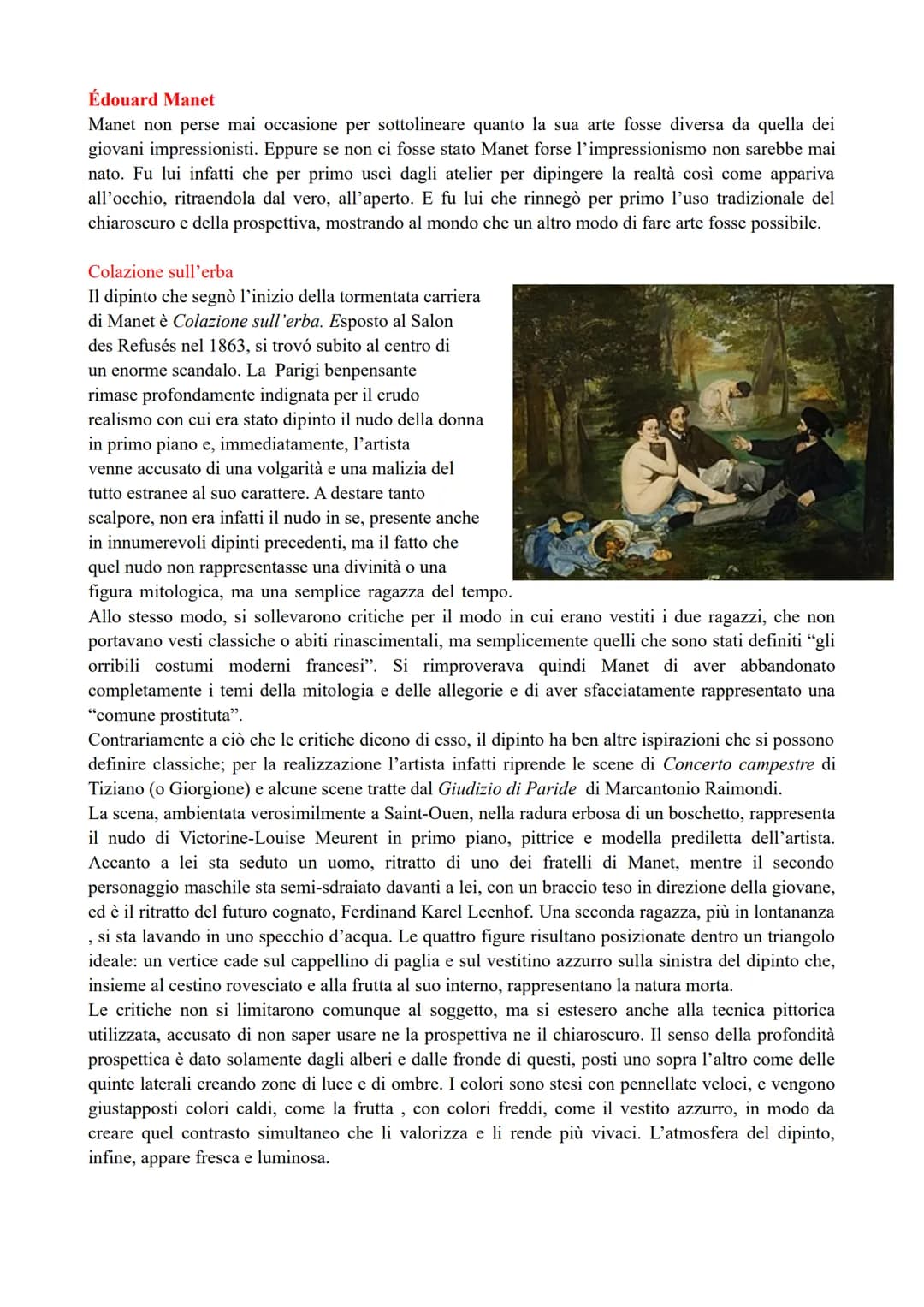 # IMPRESSIONISMO

L'Impressionismo è una corrente artistica nata a Parigi tra il 1860 e il 1870 durata fino ai primi anni
del Novecento e or