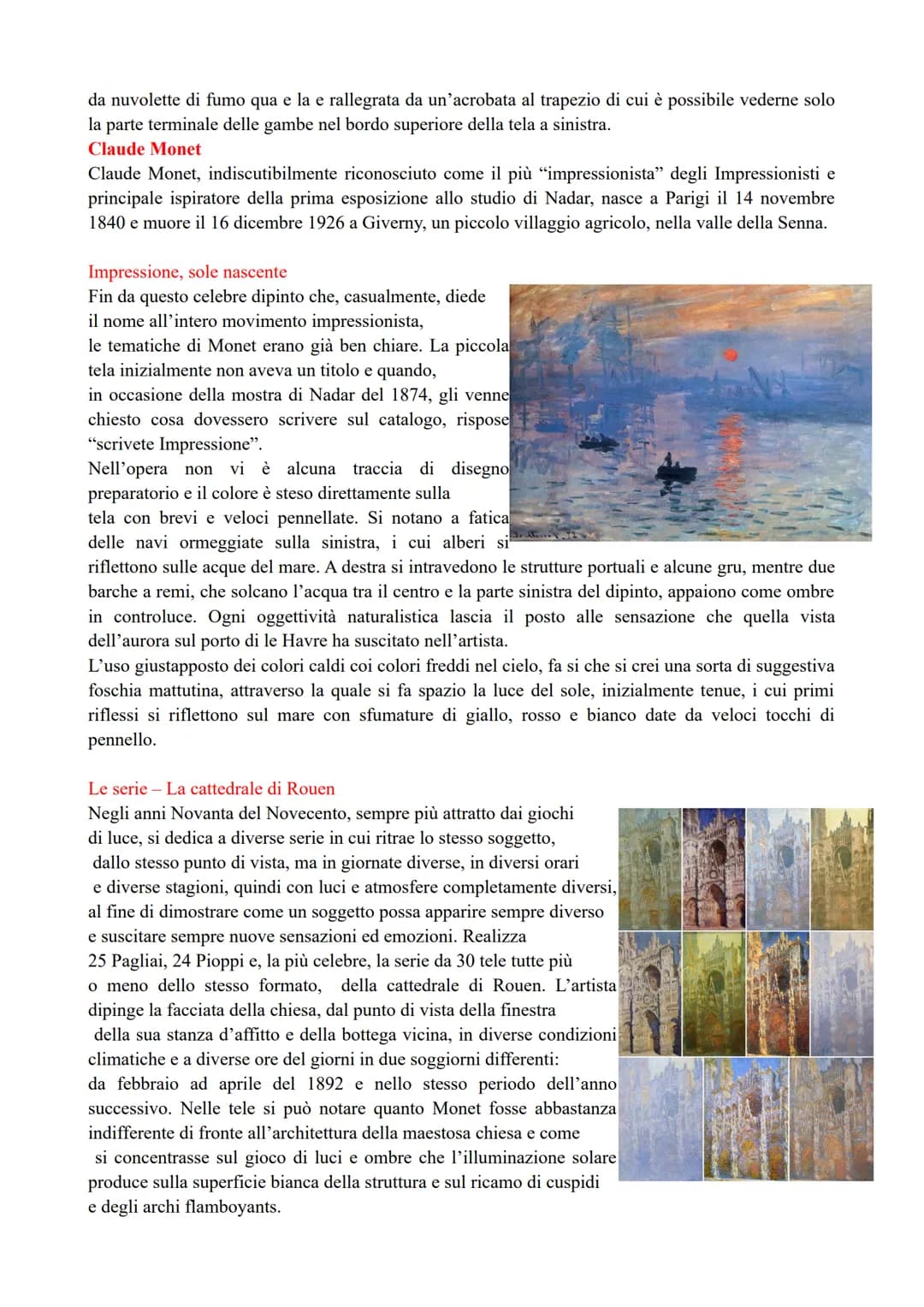 # IMPRESSIONISMO

L'Impressionismo è una corrente artistica nata a Parigi tra il 1860 e il 1870 durata fino ai primi anni
del Novecento e or