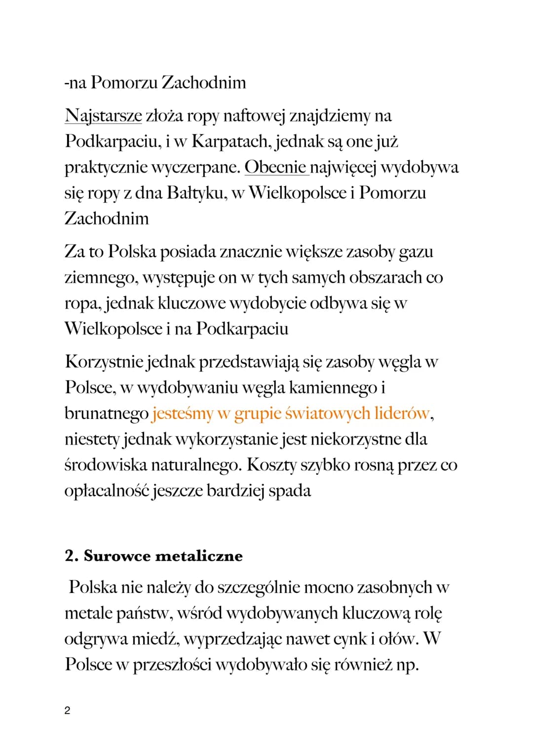 # SUROWCE MINERALNE
# POLSKI

Notatka z lekcji

1. Surowce energetyczne

4 główne surowce energetyczne wydobywane w Polsce

*   Ropa naftowa