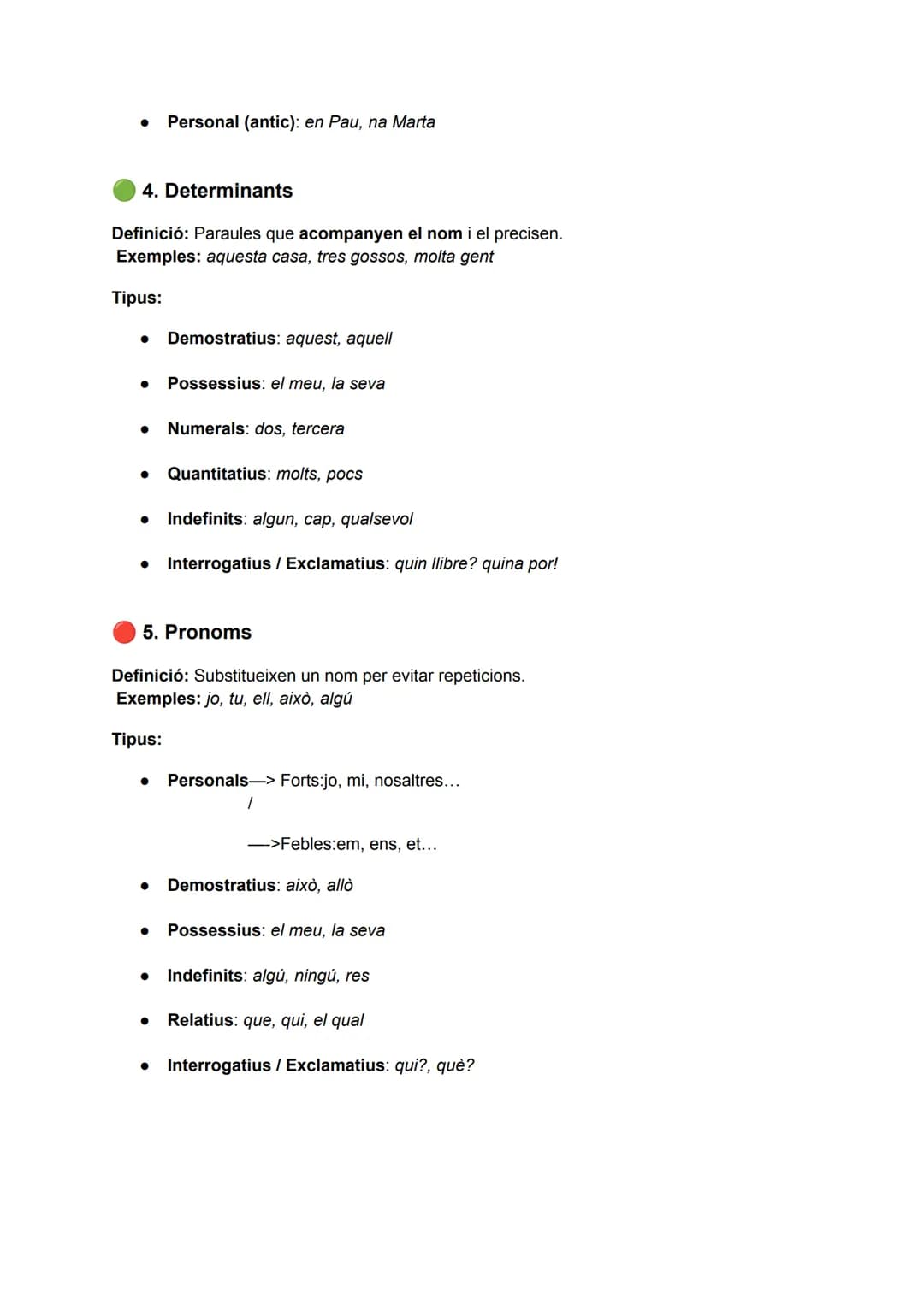 ## RESUM DE LES CATEGORIES GRAMATICALS

**1. Nom (Substantiu)**

Definició: Paraula que serveix per anomenar persones, animals, coses, llocs
