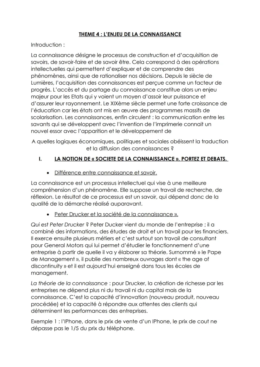 
<p>La connaissance désigne le processus de construction et d'acquisition de savoirs, de savoir-faire et de savoir-être. Cela correspond à d