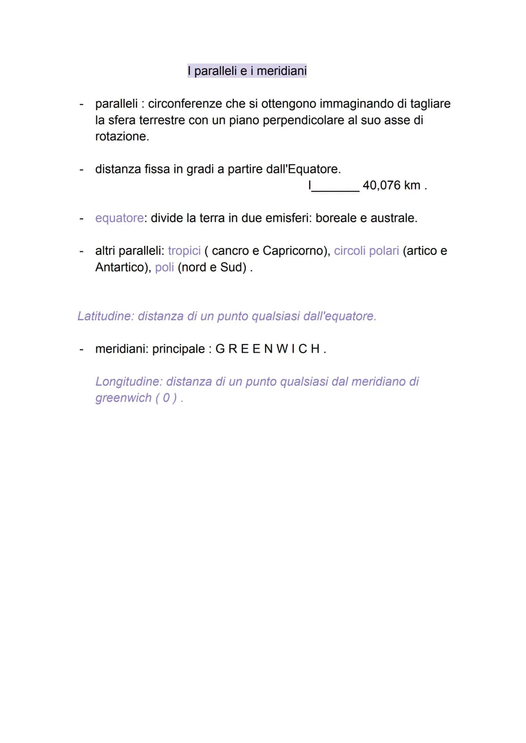 # I paralleli e i meridiani

- paralleli: circonferenze che si ottengono immaginando di tagliare
la sfera terrestre con un piano perpendicol