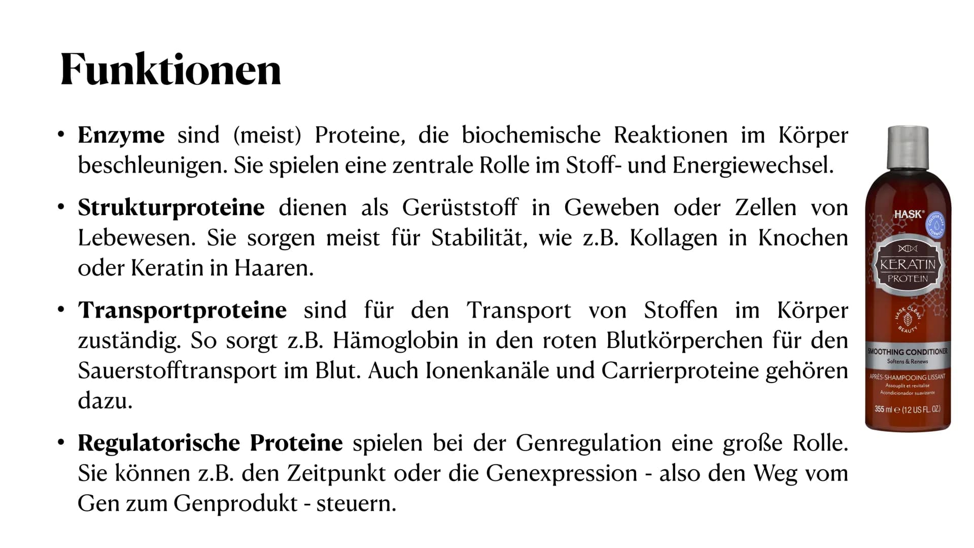 # PROTEINE

VON MELEK KAPLAN # Proteinen

Wichtige Moleküle im Körper von Lebewesen

Proteine (Eiweiße) sind Makromoleküle. Man versteht dar