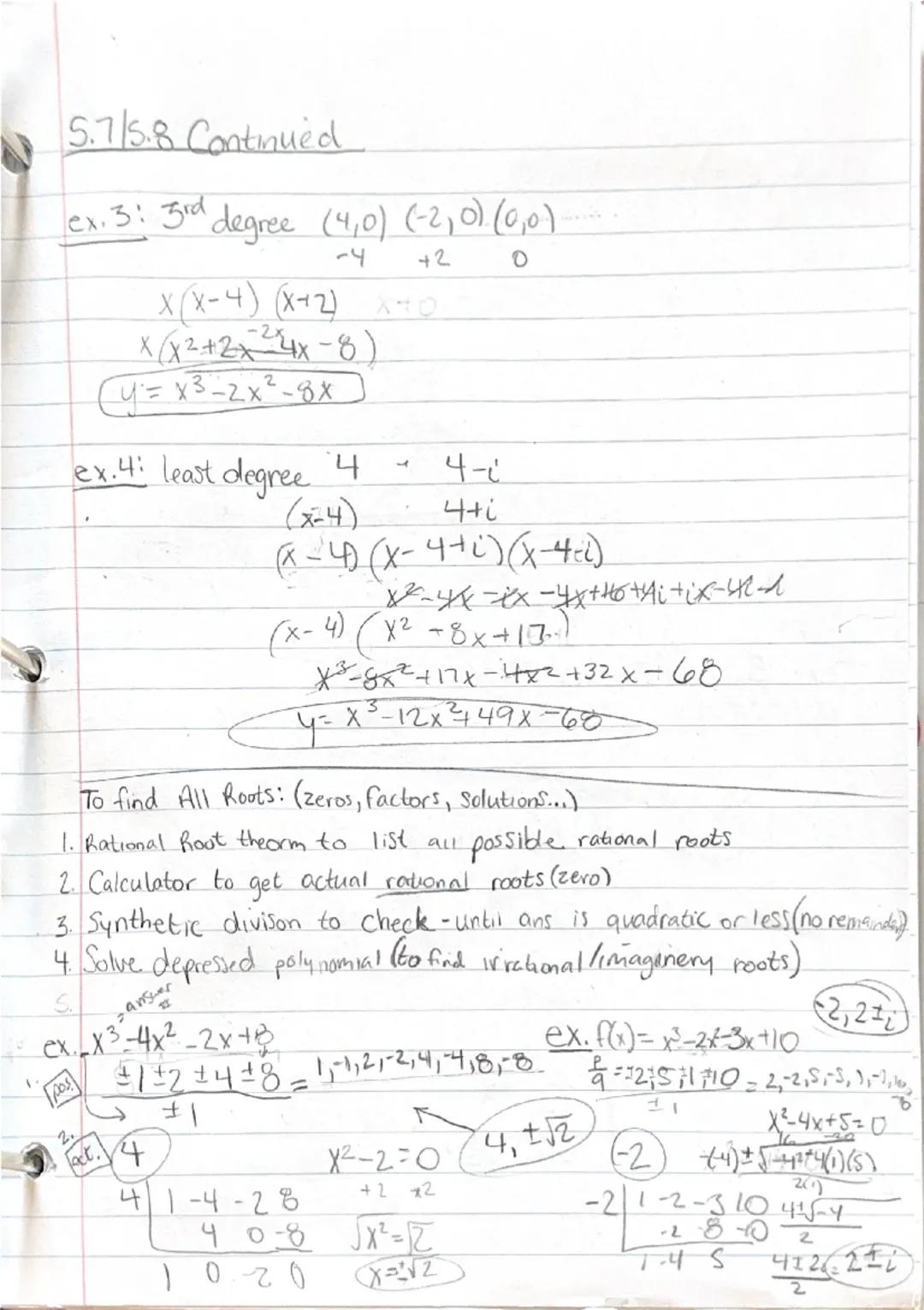 5.2 Dividing Polynomials

Divisor (x+c) or (x-c): synthetic diüson

Divisor in other form(not linear, leading coe #1)

Remainers written as 
