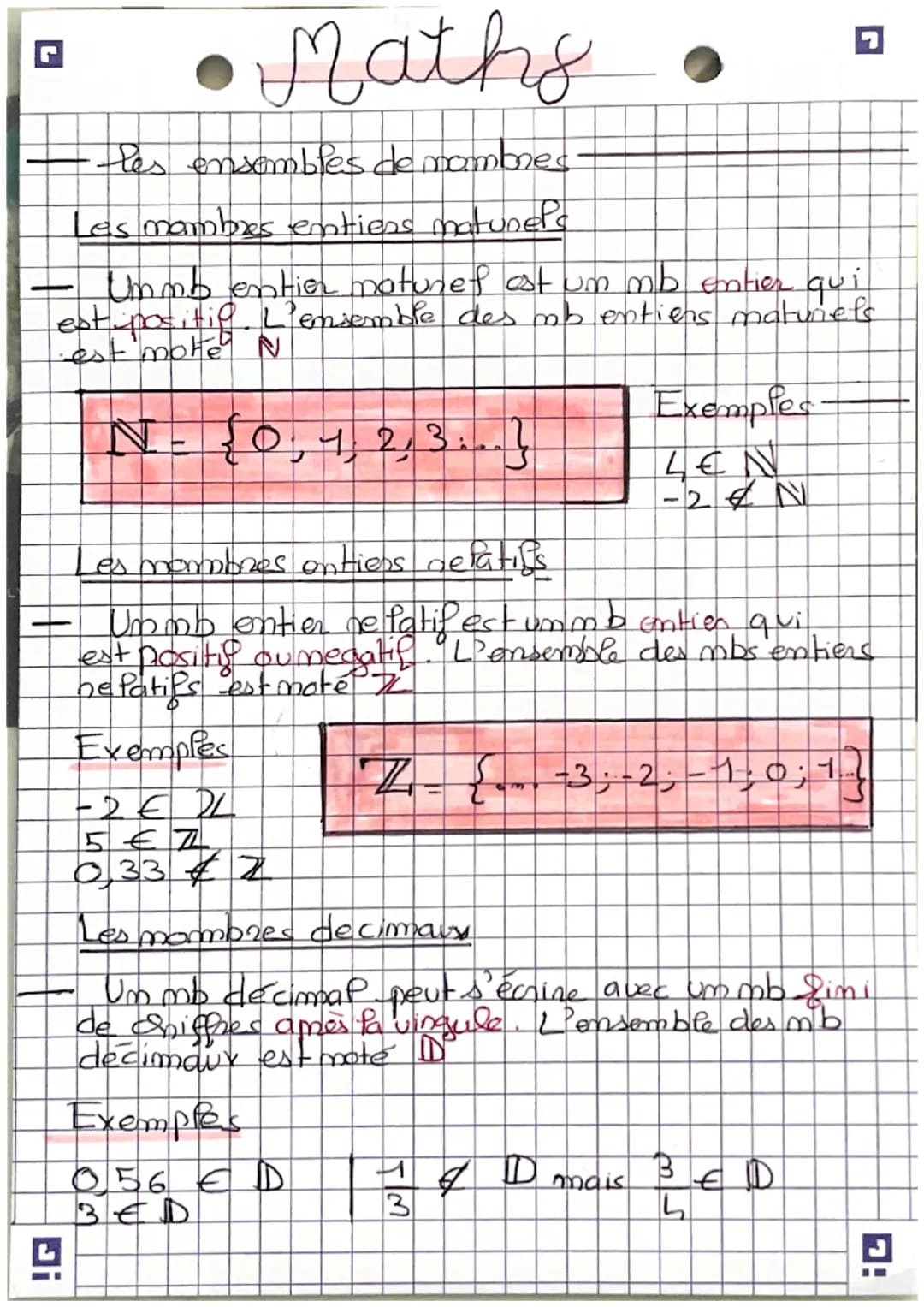 • Maths •

-les ensembles de mambres-

Les mambres emtiens matunels

- Unmb entier matunel ost um mb entier qui
est positig. L'ensemble des 