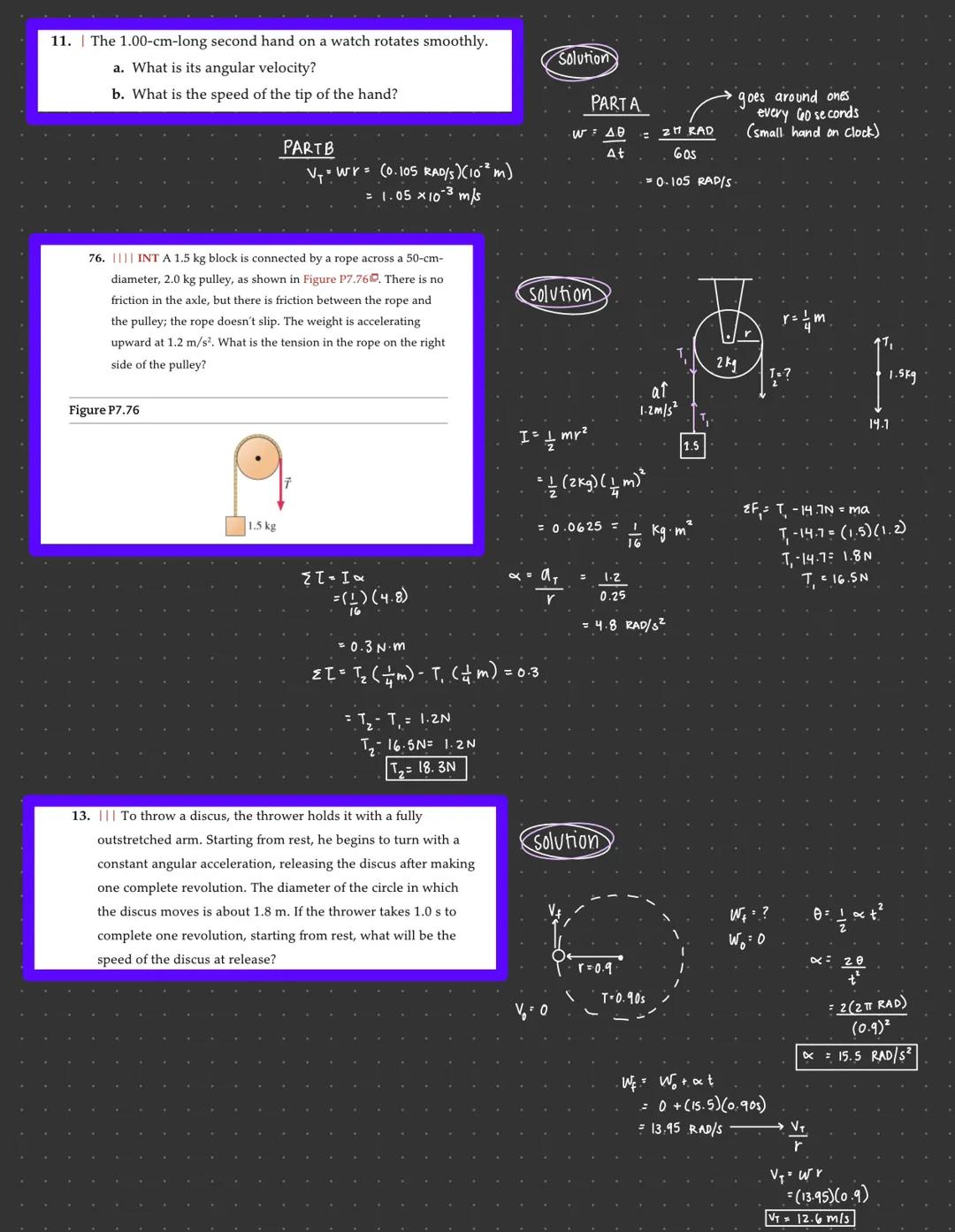 - Chapter ァー

examples:

7.||||| A turntable rotates counterclockwise at 78 rpm. A speck
of dust on the turntable is at 60.45 rad atr = 0s. 