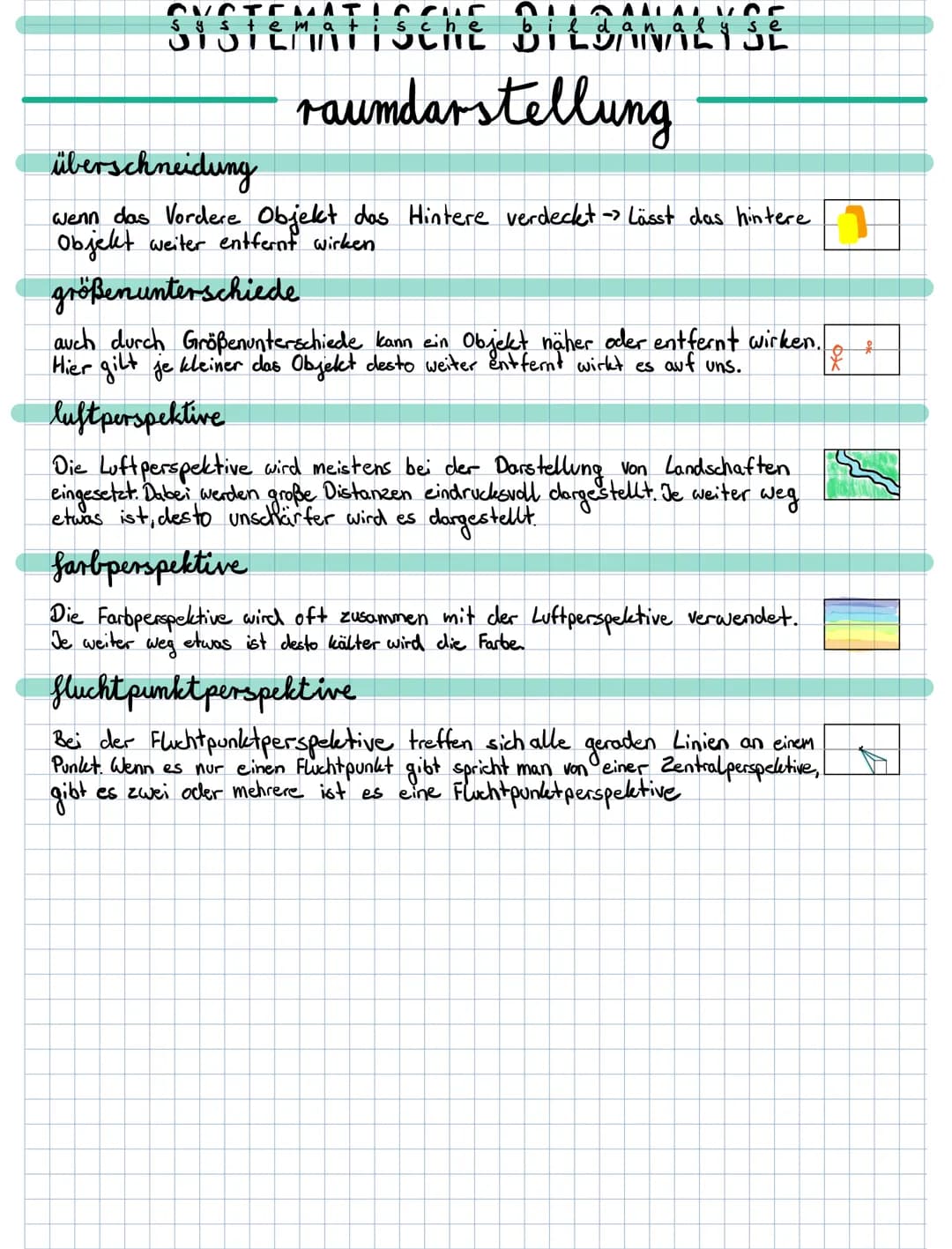 # SYSTEMATISENE BILBANALYSE

raumdarstellung

## überschneidung

wenn das Vordere Objekt das Hintere verdeckt Lässt das hintere
Objekt weite