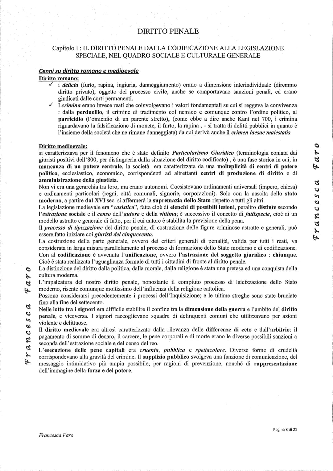 # DIRITTO PENALE

Capitolo I: IL DIRITTO PENALE DALLA CODIFICAZIONE ALLA LEGISLAZIONE
SPECIALE, NEL QUADRO SOCIALE E CULTURALE GENERALE

Pre