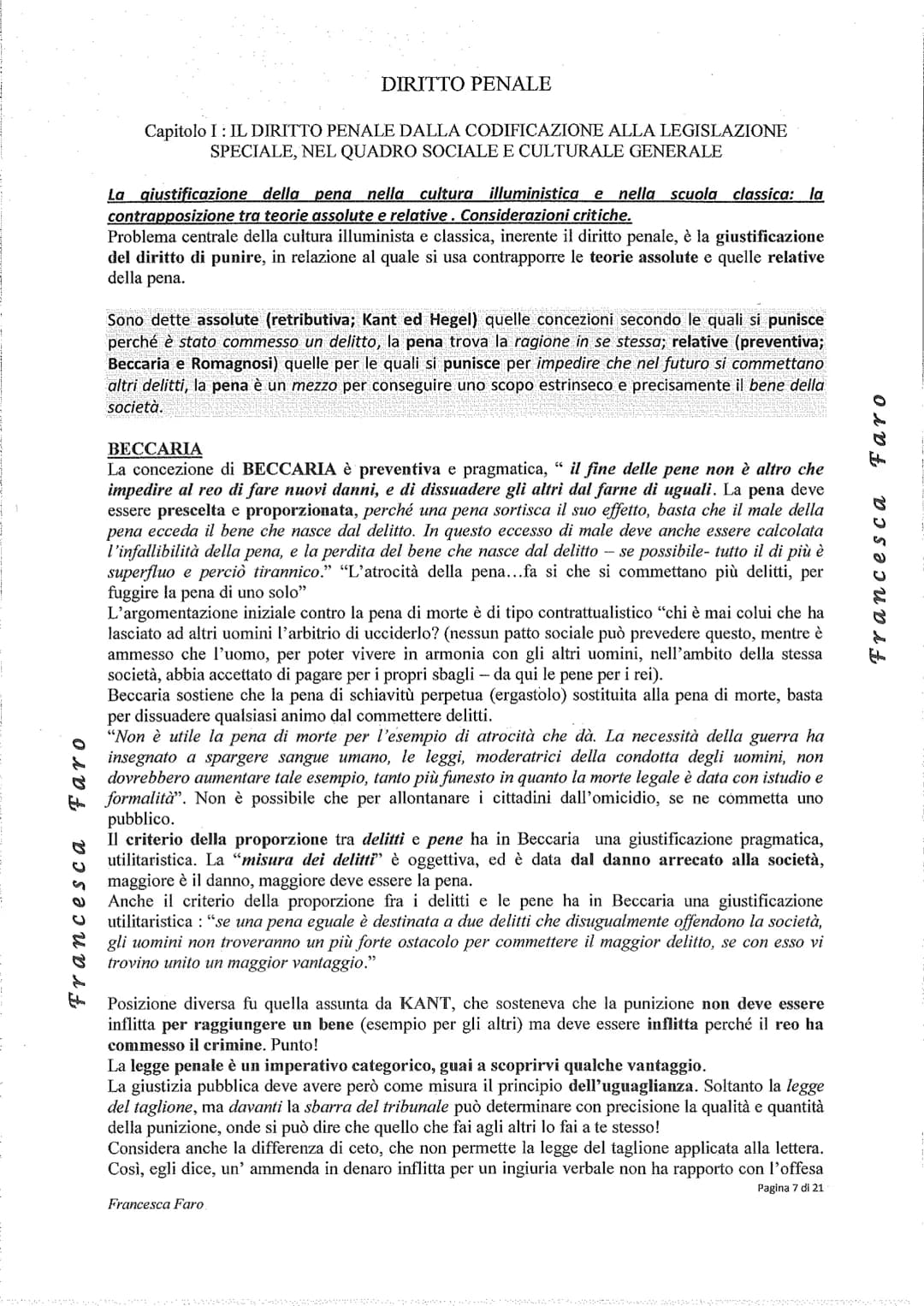 # DIRITTO PENALE

Capitolo I: IL DIRITTO PENALE DALLA CODIFICAZIONE ALLA LEGISLAZIONE
SPECIALE, NEL QUADRO SOCIALE E CULTURALE GENERALE

Pre