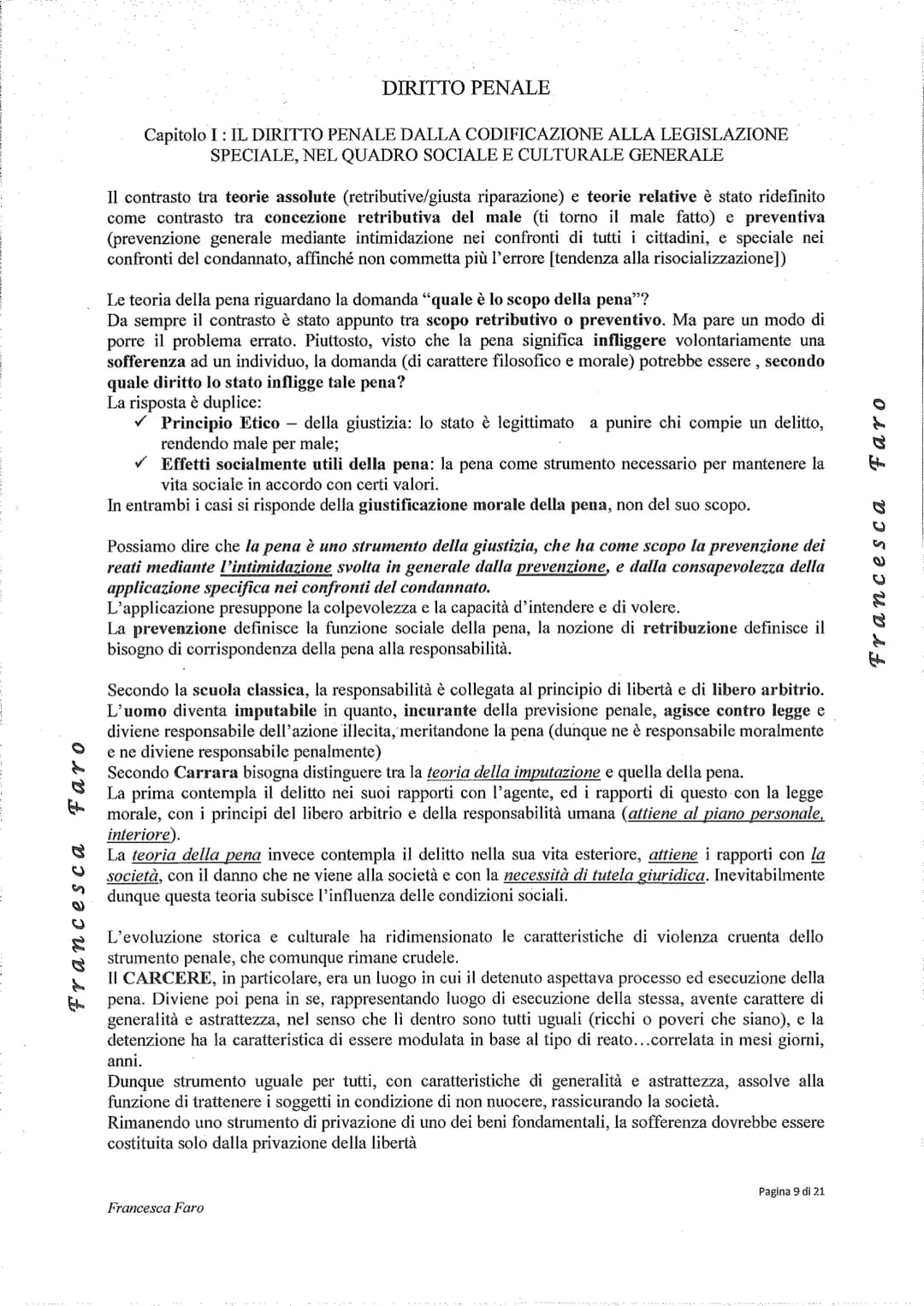 # DIRITTO PENALE

Capitolo I: IL DIRITTO PENALE DALLA CODIFICAZIONE ALLA LEGISLAZIONE
SPECIALE, NEL QUADRO SOCIALE E CULTURALE GENERALE

Pre