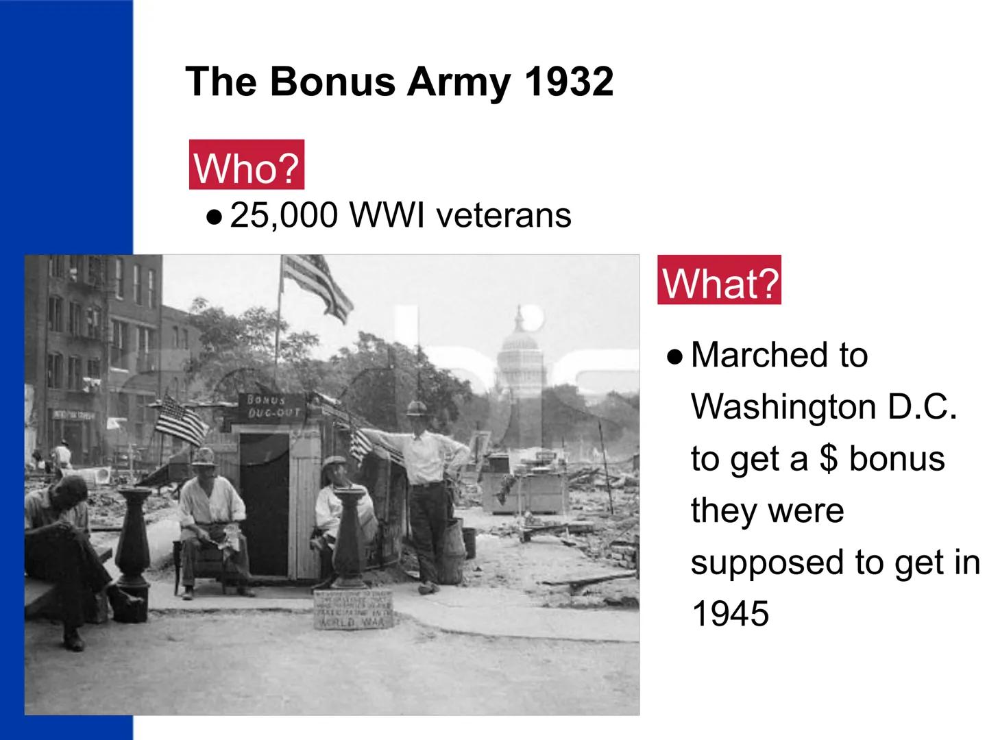 # The New Deal

US History The "Old Deal"

What?

• President

Hoover's

reaction to the

Great

Depression

COBIS

President Herbert Hoover