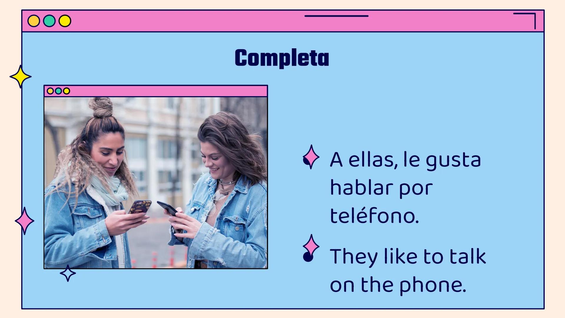 # Gustar

# Practice

Vamos a practicar Directions

Please complete the
sentences using the correct
pronouns and forms of gustar.
Translate 