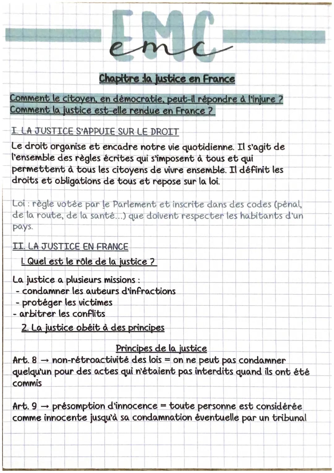 EMC-

# Chapitre la justice en France

Comment le citoyen, en démocratie, peut-il répondre à l'injure?
Comment la justice est-elle rendue en