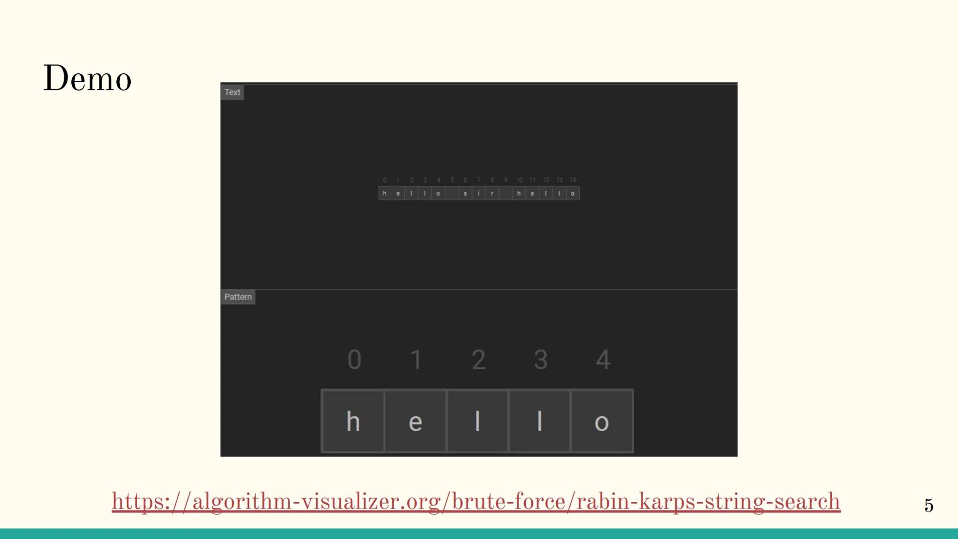 # Rabin Karp Algorithm

1 # Overview

• The Rabin-Karp algorithm is a string matching algorithm used to find patterns
within a text using a 