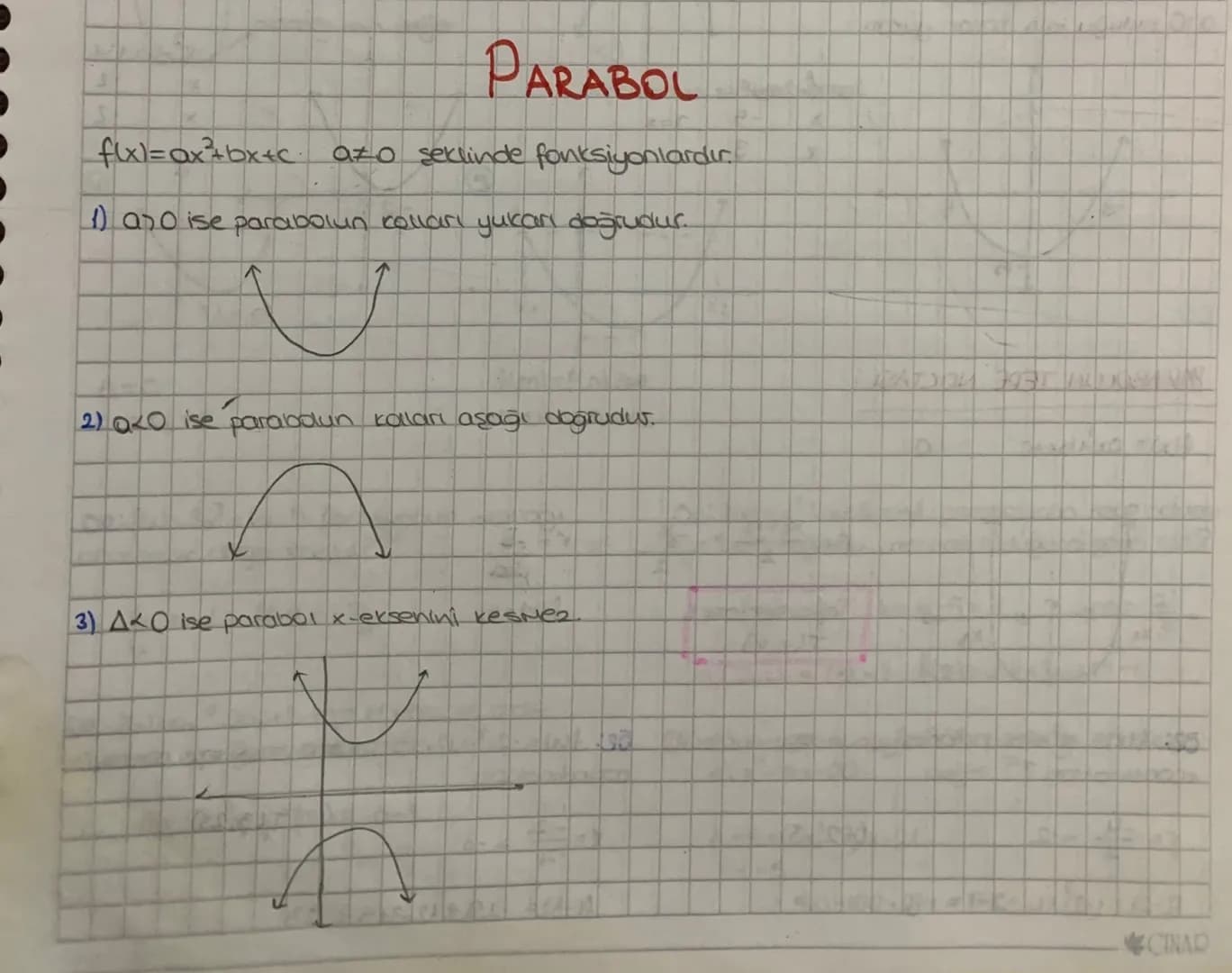 # PARABOL

f(x)=ax²+bx+c azo seklinde fonksiyonlardır.

1) ano ise parabolun colları yukarı doğrudur.


2) Q20 ise paraboun kaları aşağı doğ