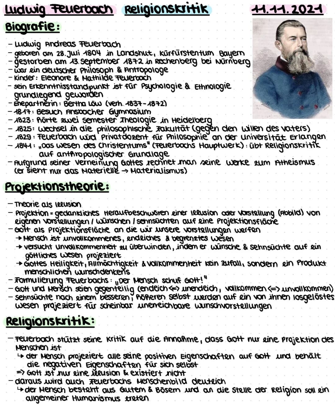 
<h2>Biografie</h2>
<p>Ludwig Andreas Feuerbach wurde am 28. Juli 1804 in Landshut, Kurfürstentum Bayern, geboren und verstarb am 13. Septem