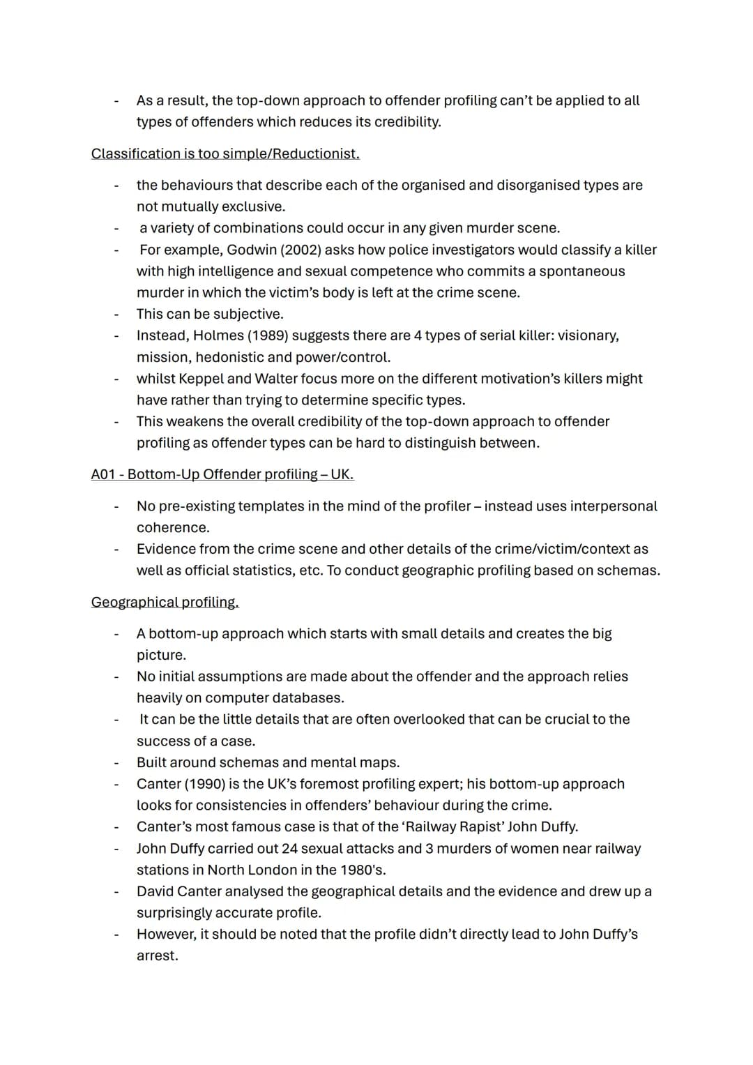 Forensic psychology topic notes

A01-What is crime?

- Crime can be defined as any act which breaks the law and therefore warrants
some form